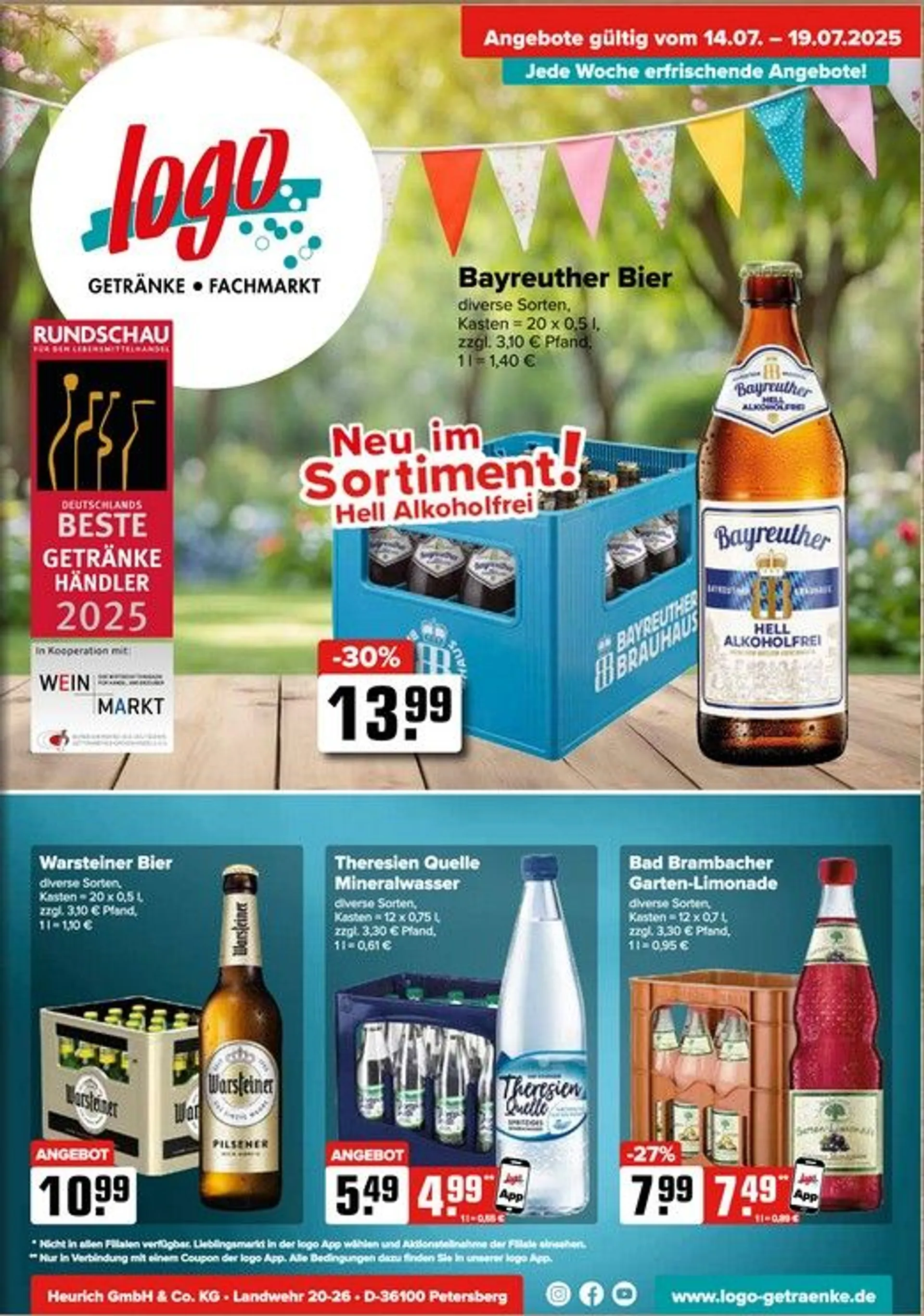 Logo Getränkemarkt Prospekte  von 14. Juli bis 19. Juli 2025 - Prospekt seite 1