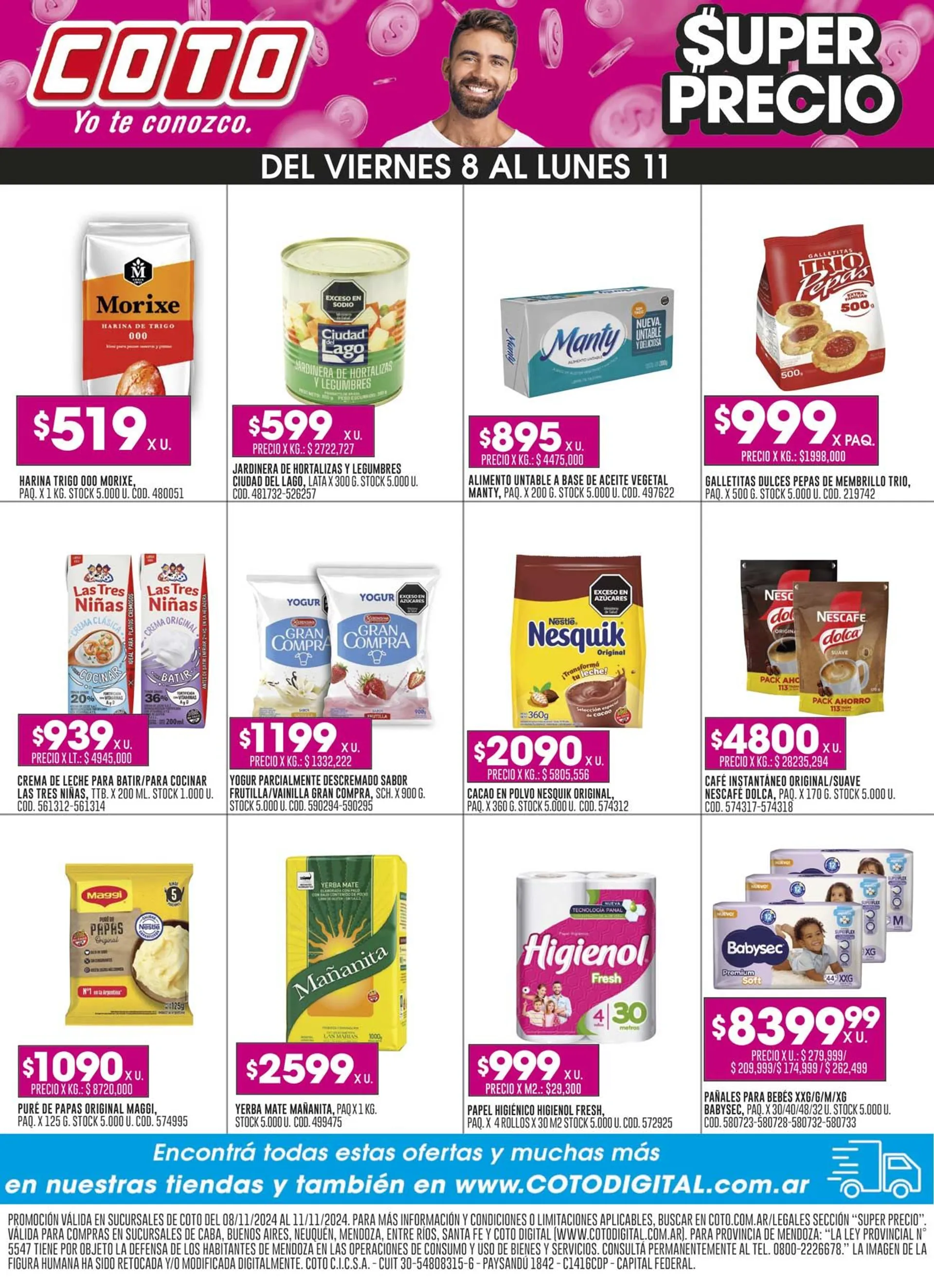 Ofertas de Coto Afiche Super precio 8 de noviembre al 11 de noviembre 2024 - Página  del catálogo