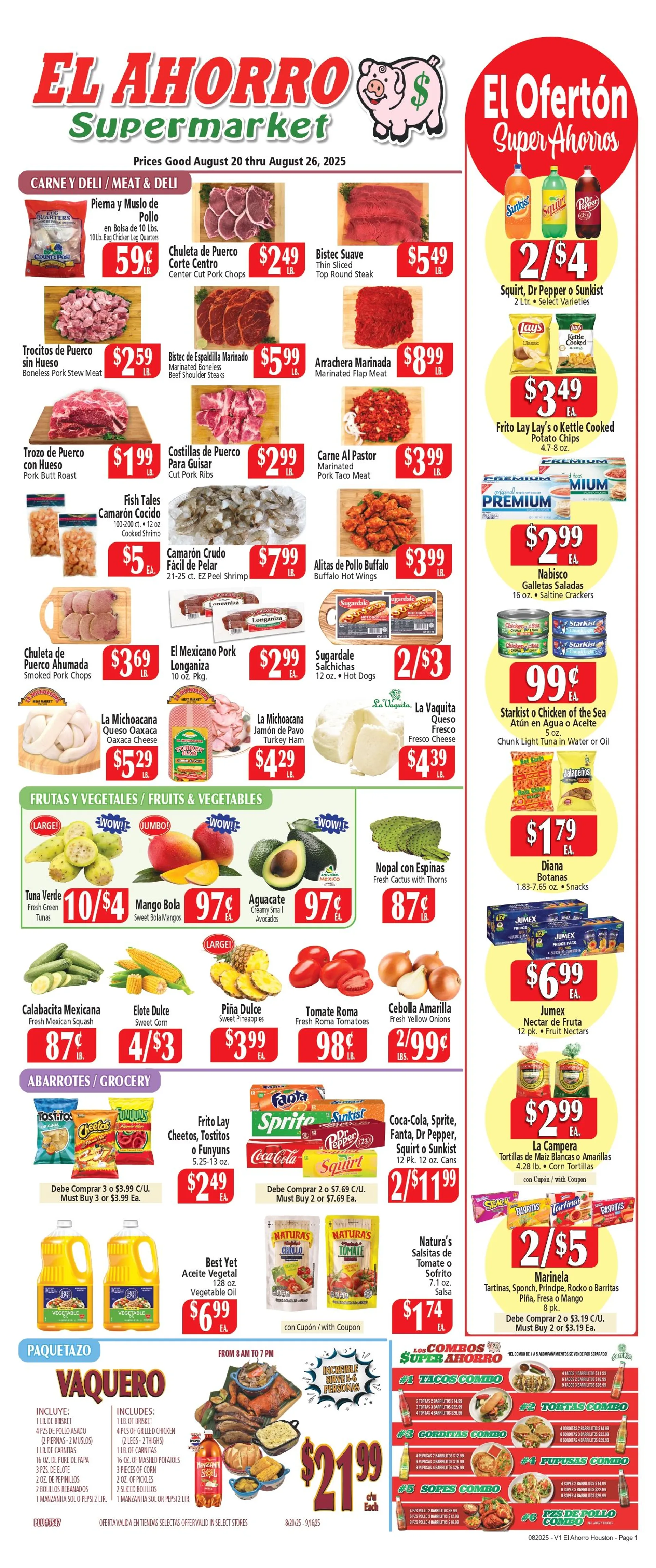 Weekly ad El Ahorro Supermarket Sales from August 20 to August 26 2025 - Page 1
