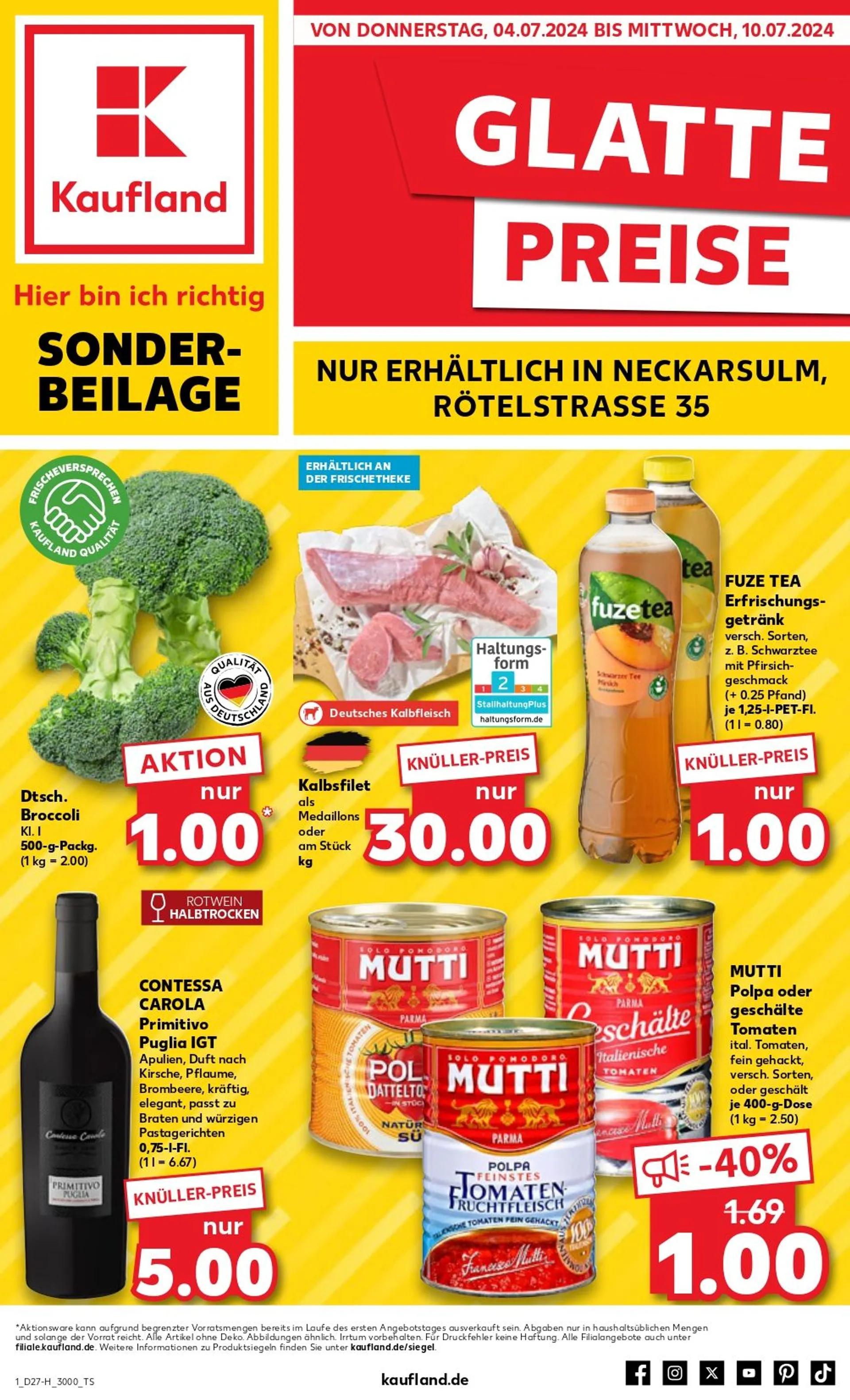 KAUFLAND ANGEBOTE von 7. Juli bis 10. Juli 2024 - Prospekt seite 1