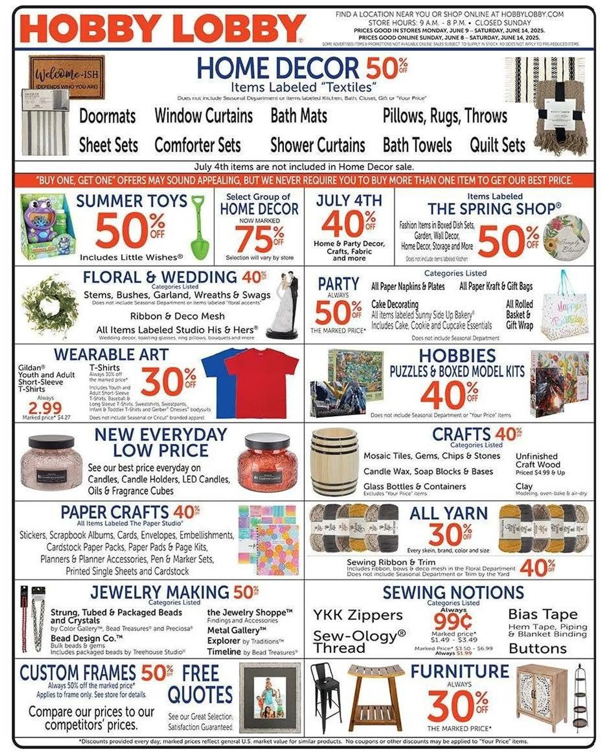 Weekly ad Hobby Lobby Sales from June 9 to June 14 2025 - Page 1