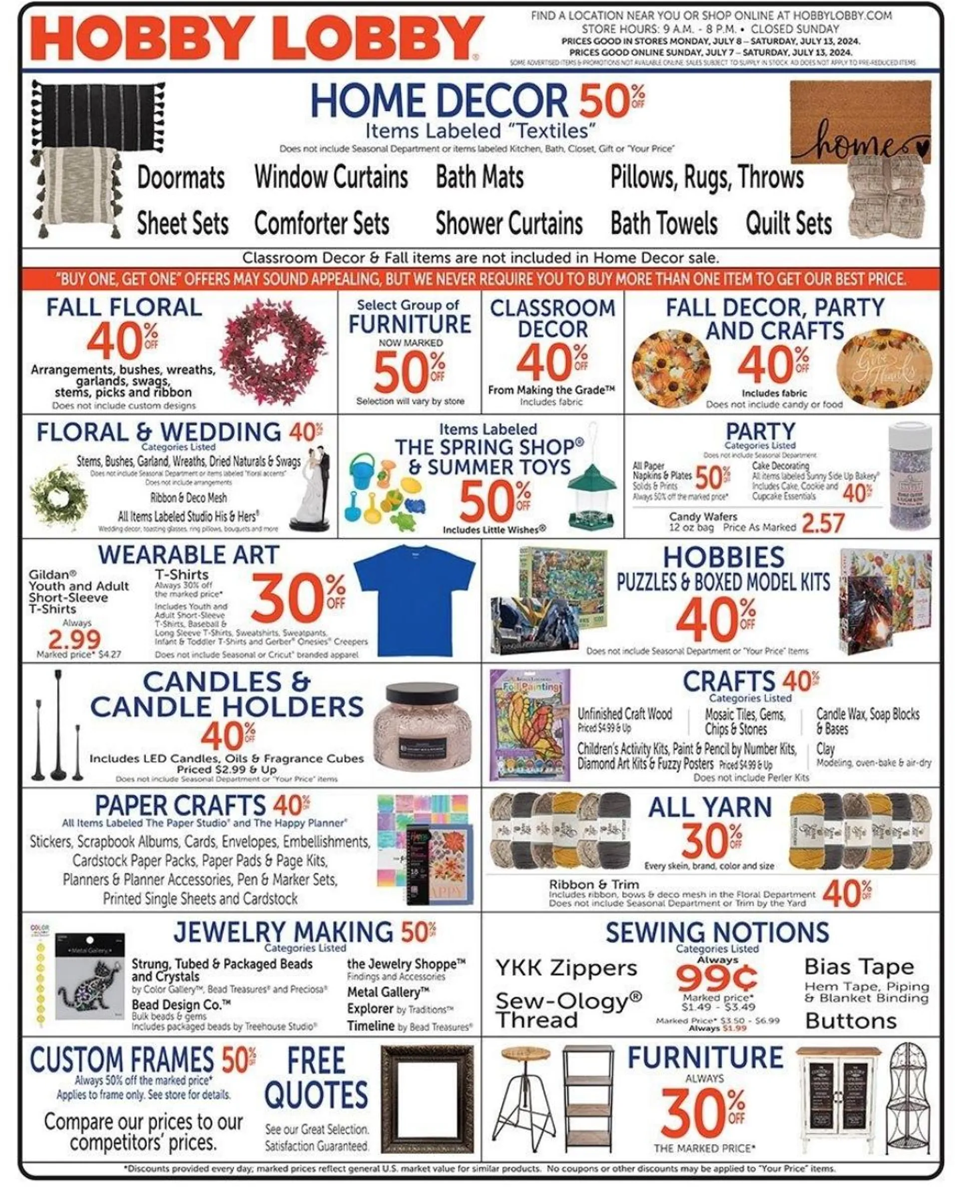 Weekly ad HOBBY LOBBY SALES from July 8 to July 13 2024 - Page 