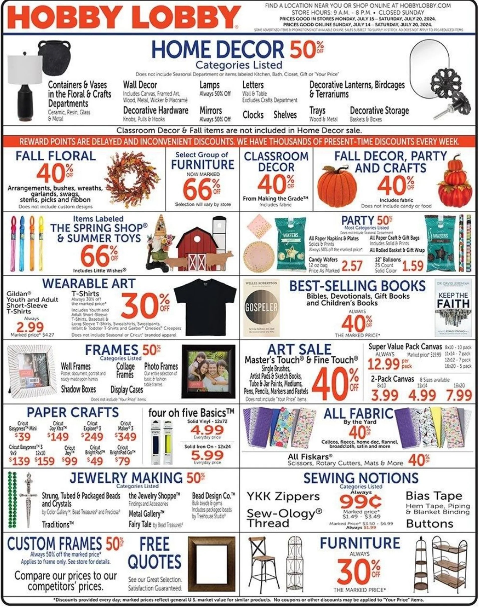 Weekly ad Incredible offers from Hobby Lobby from July 15 to July 20 2024 - Page 1