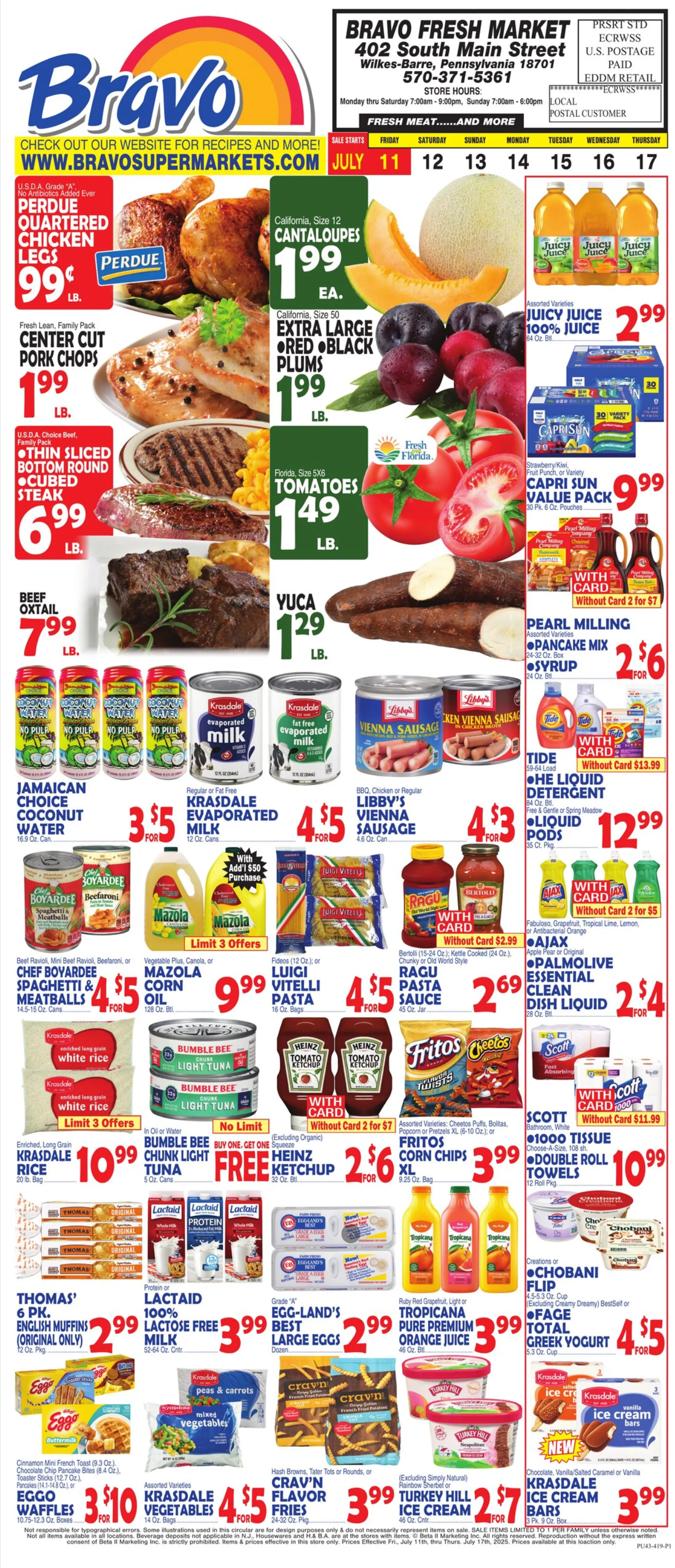 Weekly ad Bravo Supermarkets Sales from July 11 to July 17 2025 - Page 1