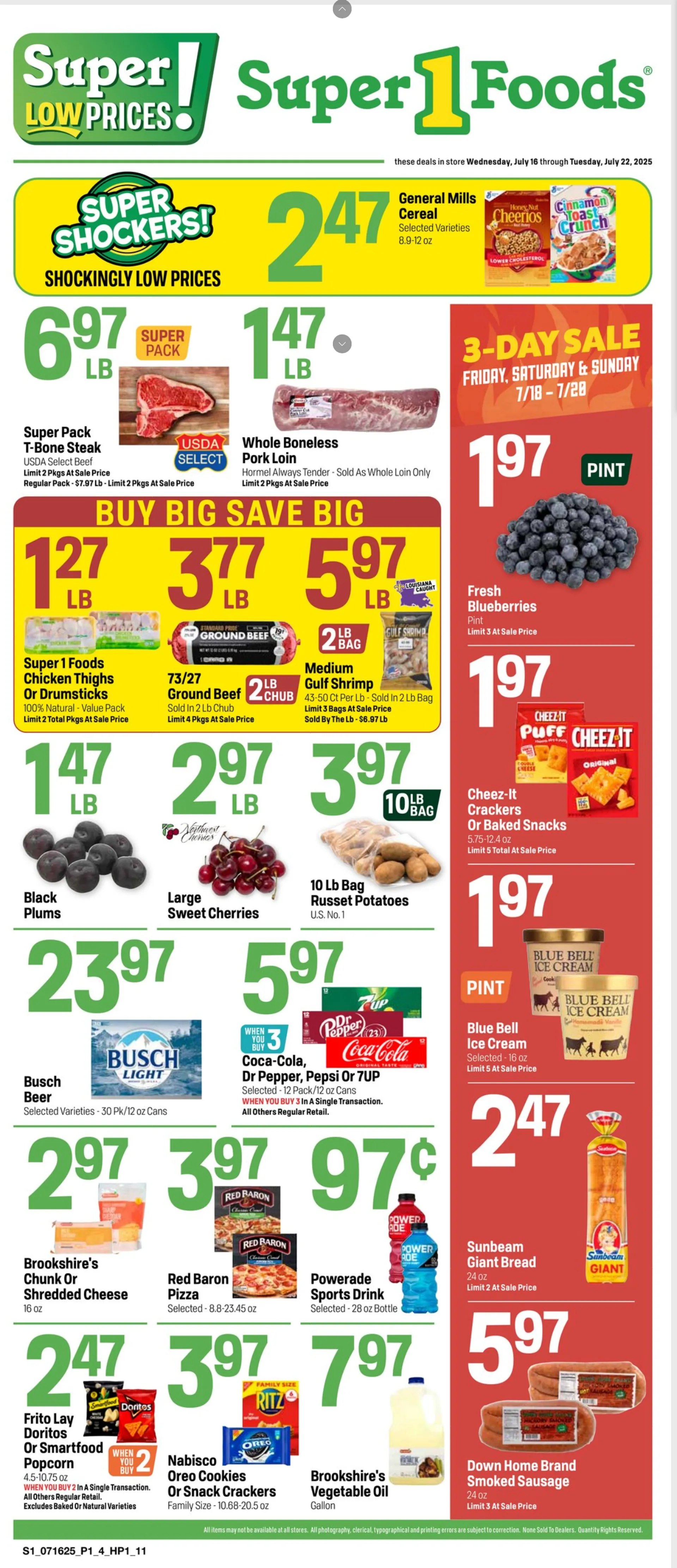 Weekly ad Super 1 Foods Sales from July 16 to July 22 2025 - Page 1
