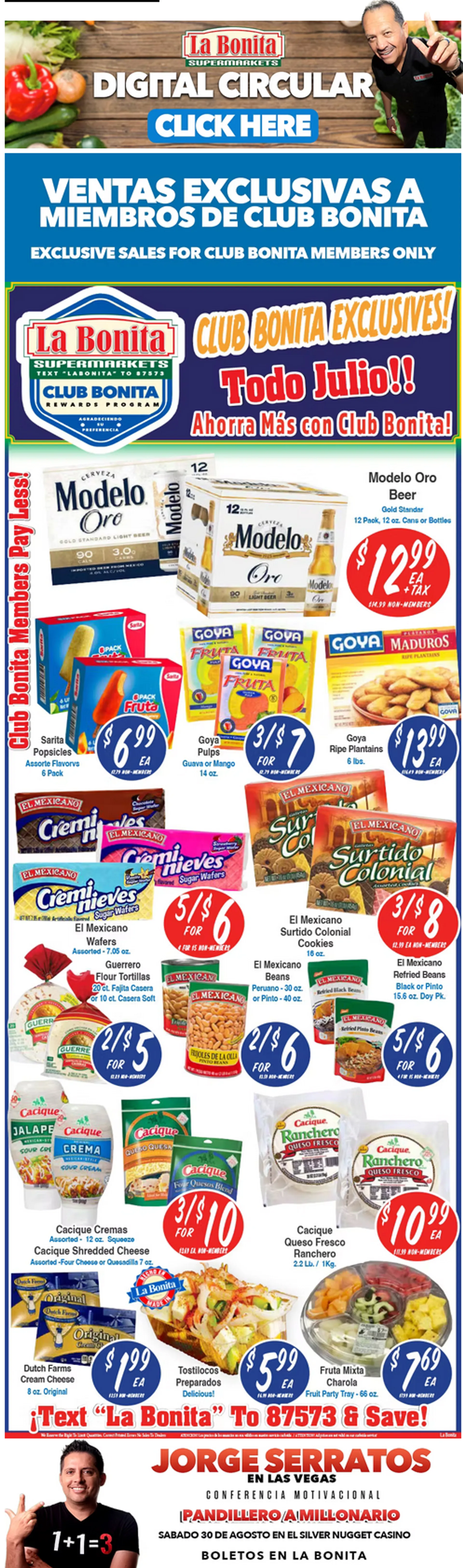 Weekly ad La Bonita Supermarkets Sales from July 16 to July 22 2025 - Page 1