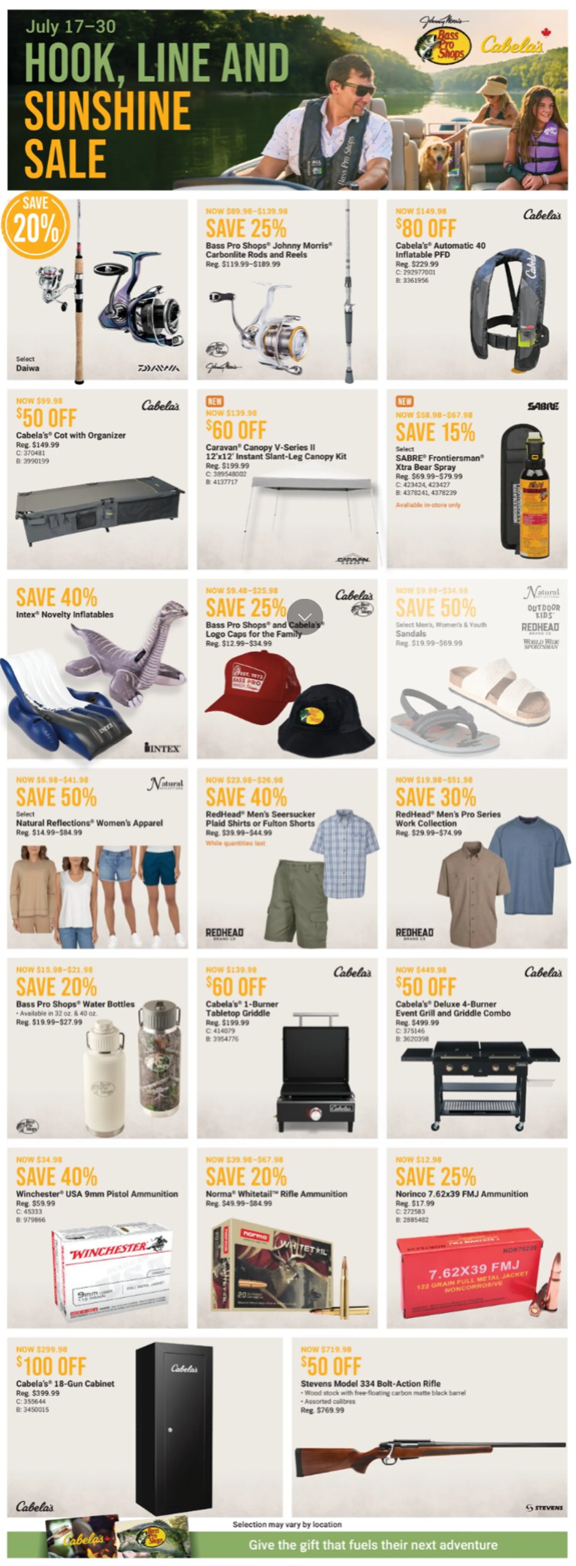 Cabelas Sales from July 17 to July 30 2025 - flyer page 1