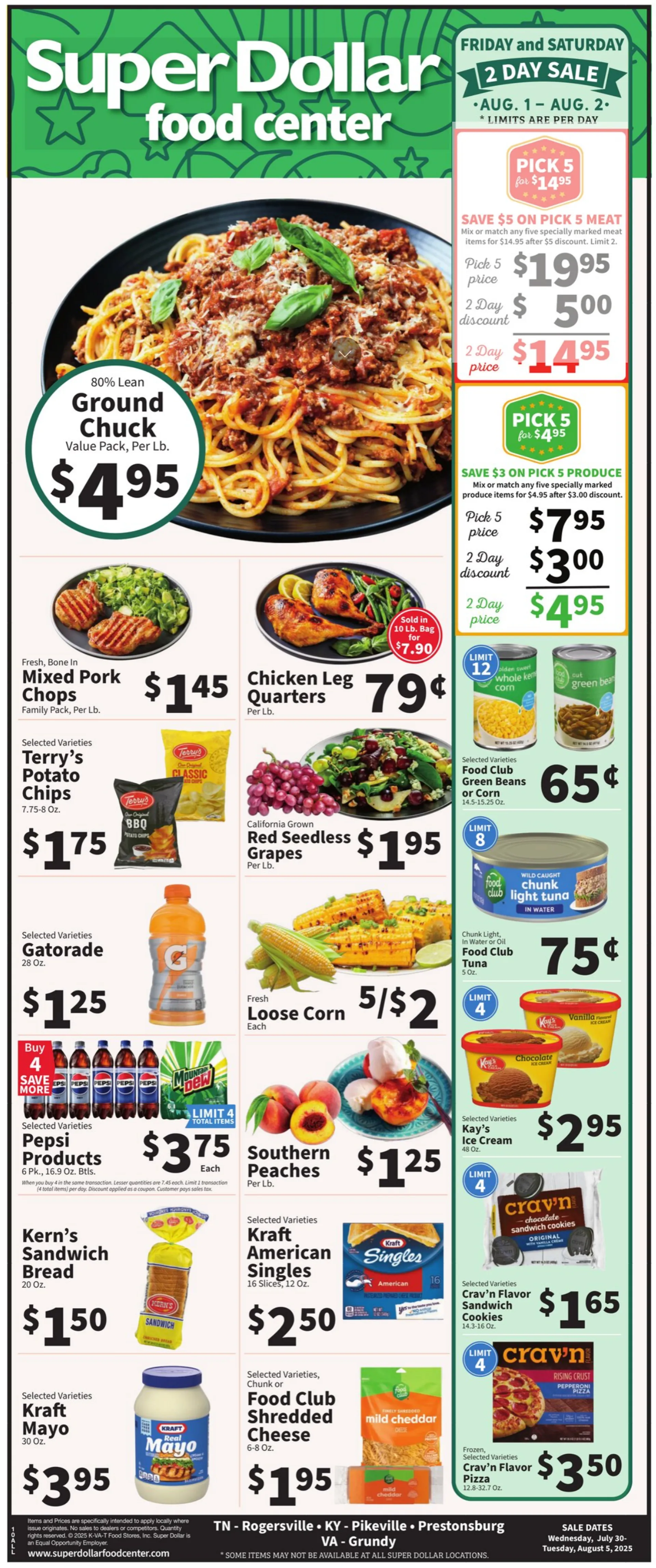 Weekly ad Super Dollar Food Center Sales from July 30 to August 5 2025 - Page 1