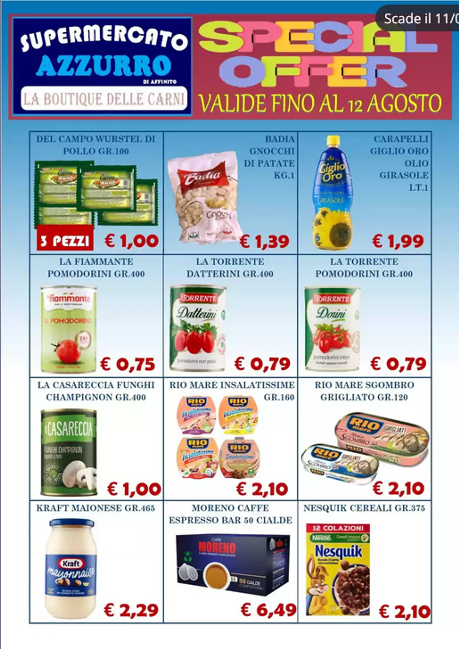 Volantino Supermercato Azzurro  da 8 agosto a 12 agosto di 2025 - Pagina del volantino 1