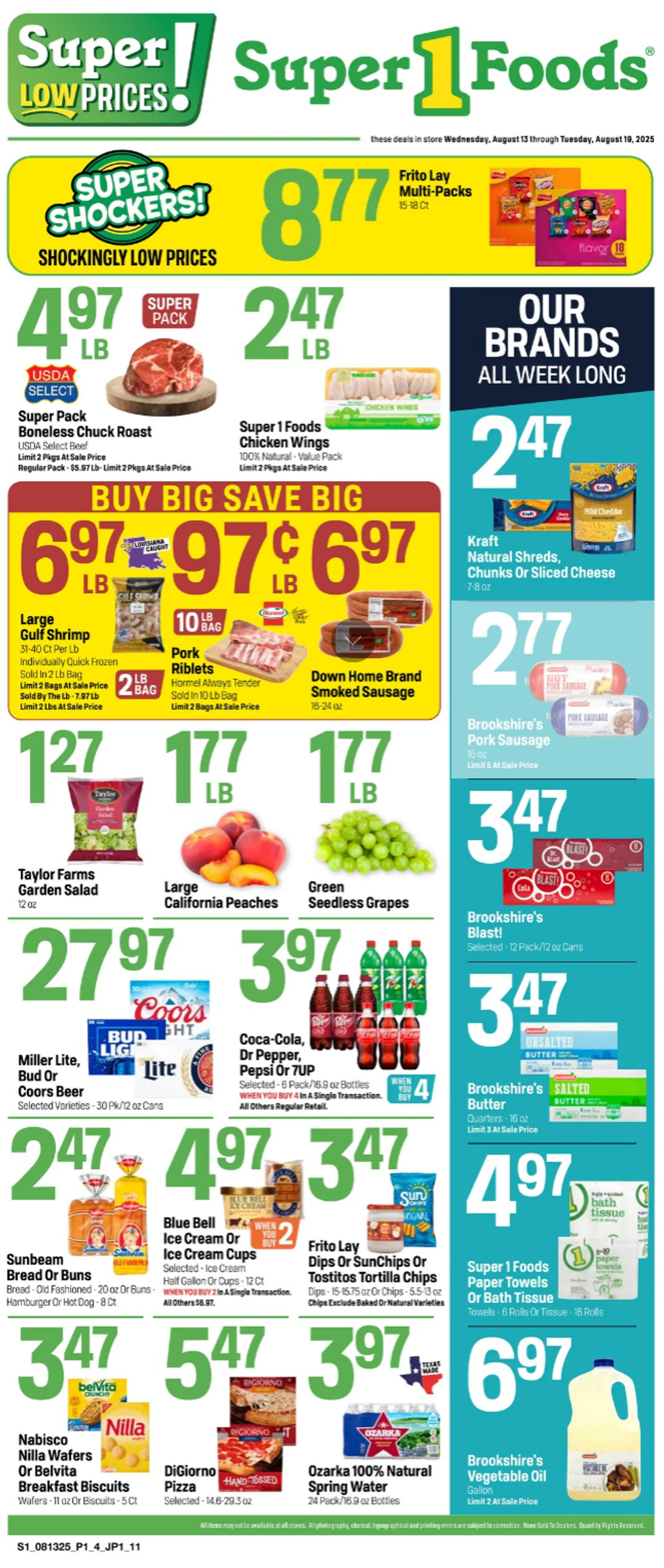 Weekly ad Super 1 Foods Sales from August 13 to August 19 2025 - Page 1