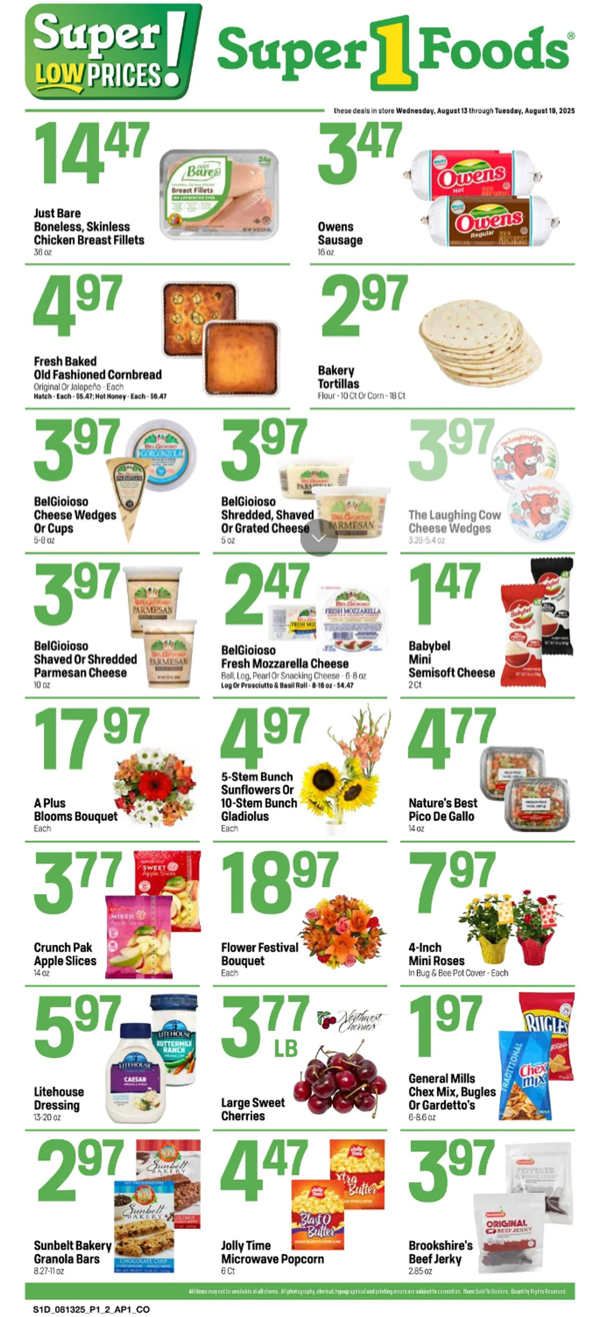 Weekly ad Super 1 Foods Sales from August 13 to August 19 2025 - Page 1