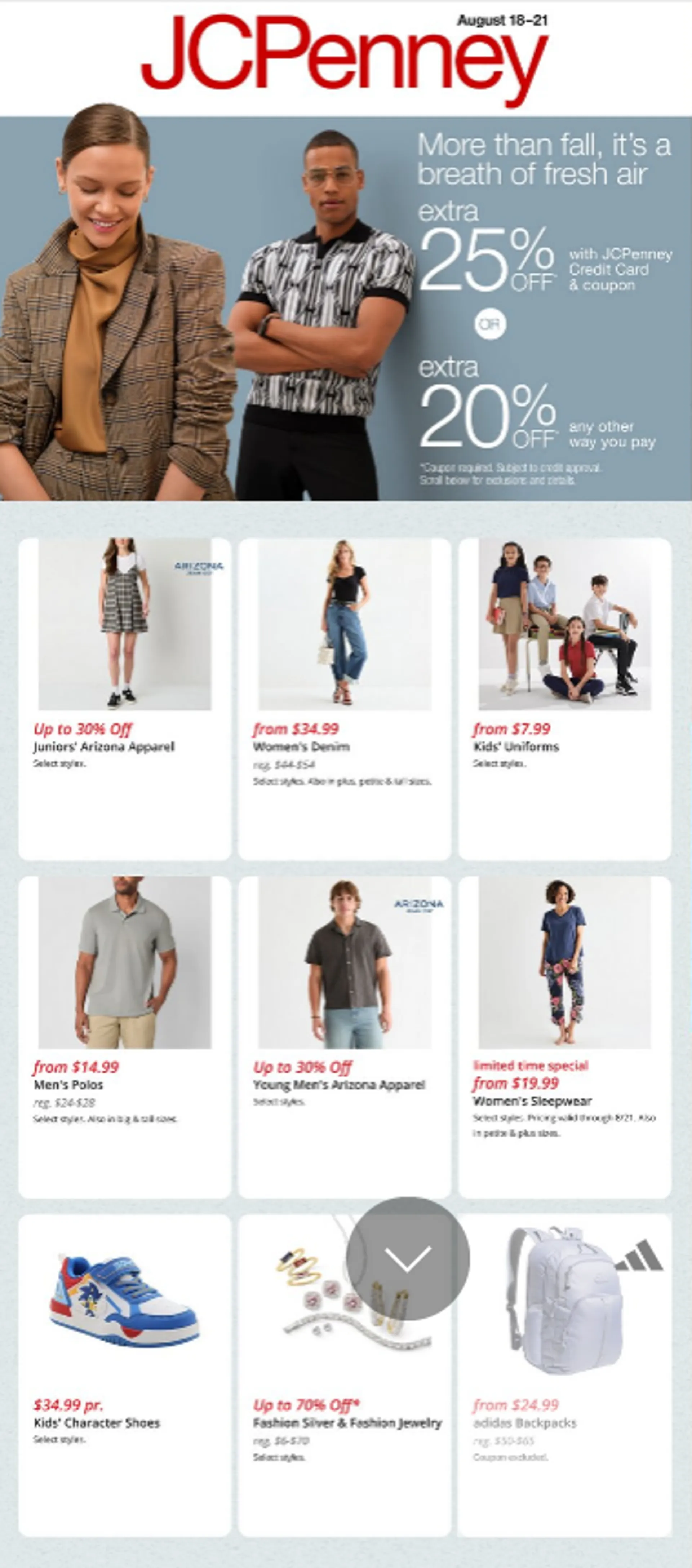 Weekly ad JCPenney Sales from August 18 to August 21 2025 - Page 1