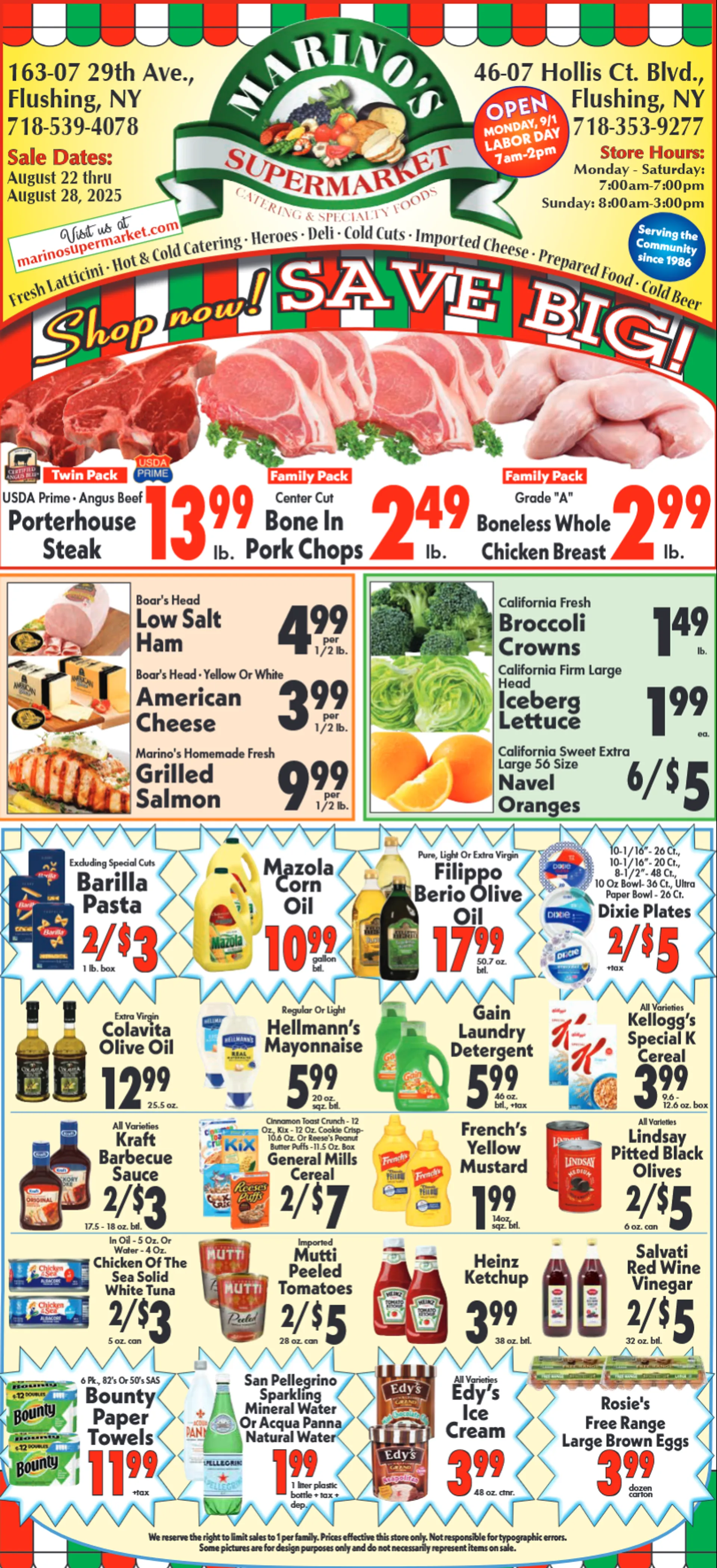 Weekly ad Marino's Supermarket Sales from August 21 to August 28 2025 - Page 1