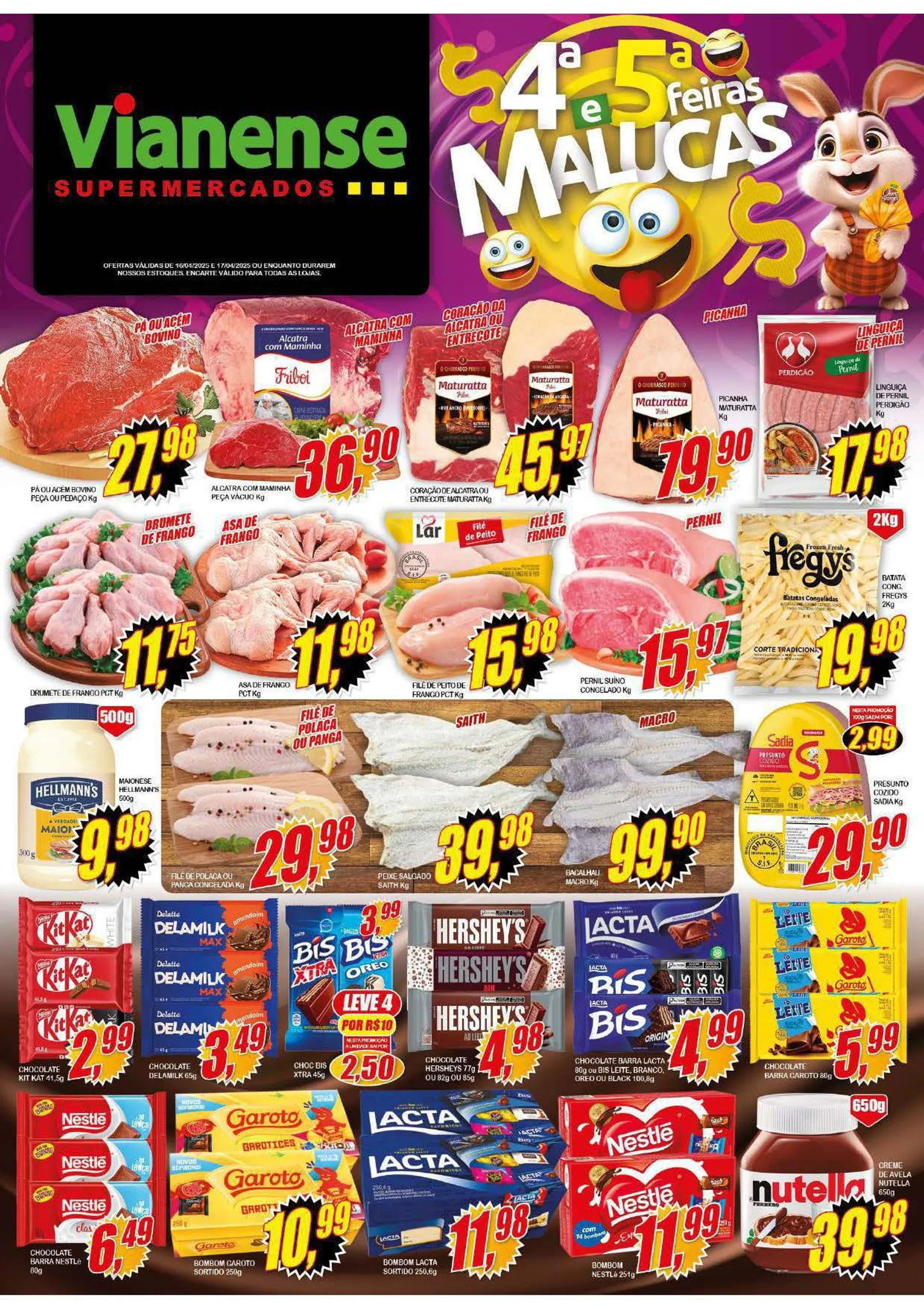 Encarte de Vianense Supermercados Anúncio semanal 18 de abril até 21 de abril 2025 - Pagina 