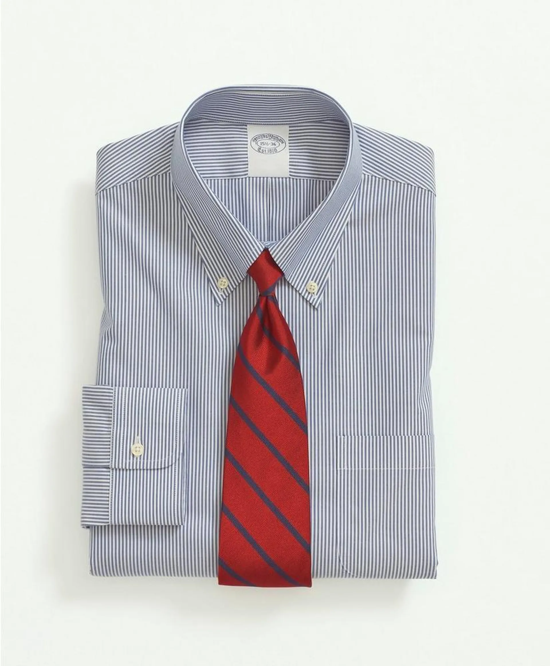 Cotton Non-Iron Pinpoint Oxford Button-Down Collar, Candy Stripe Dress Shirt