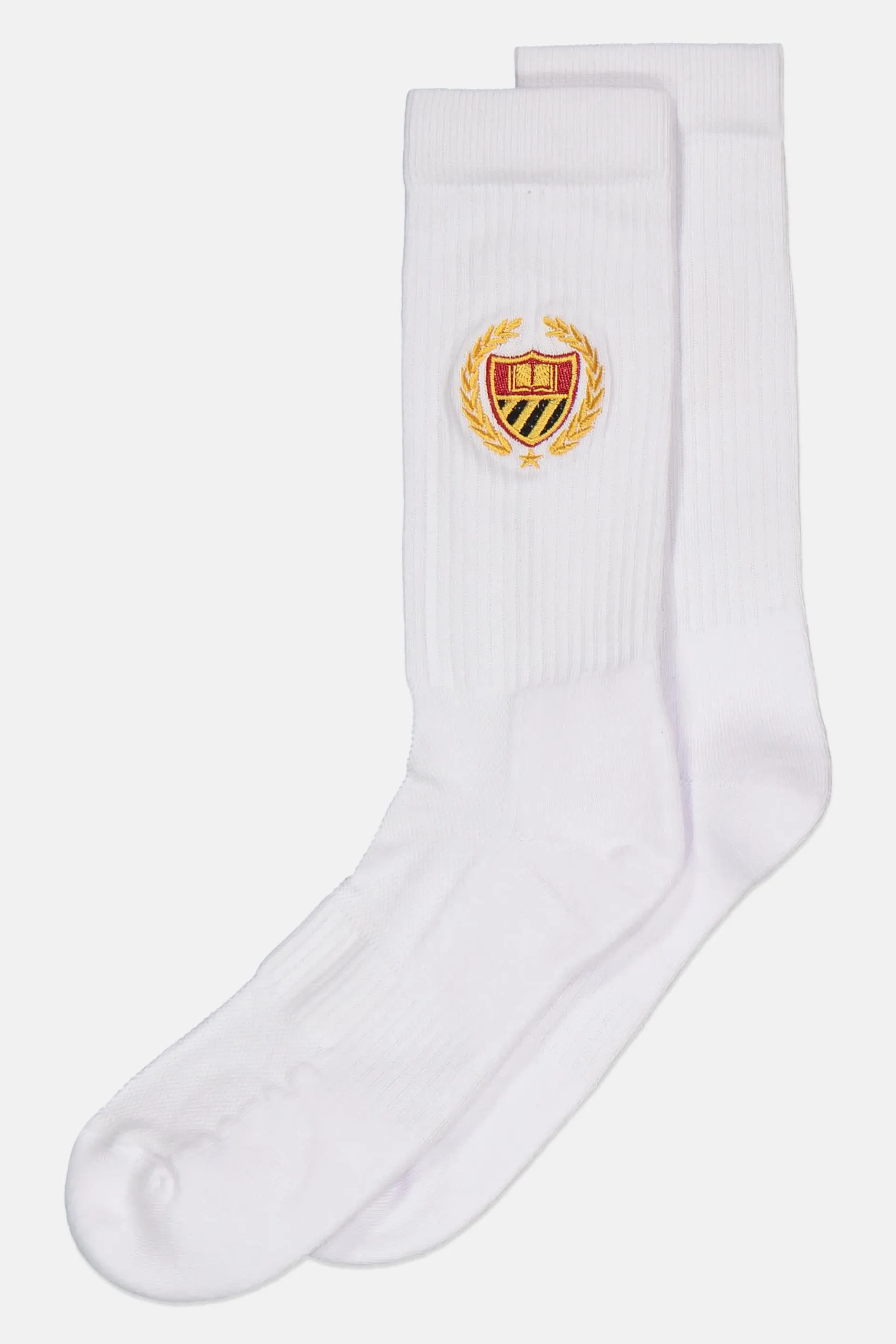 Men Embroidered Logo Athletic Socks, White Combo