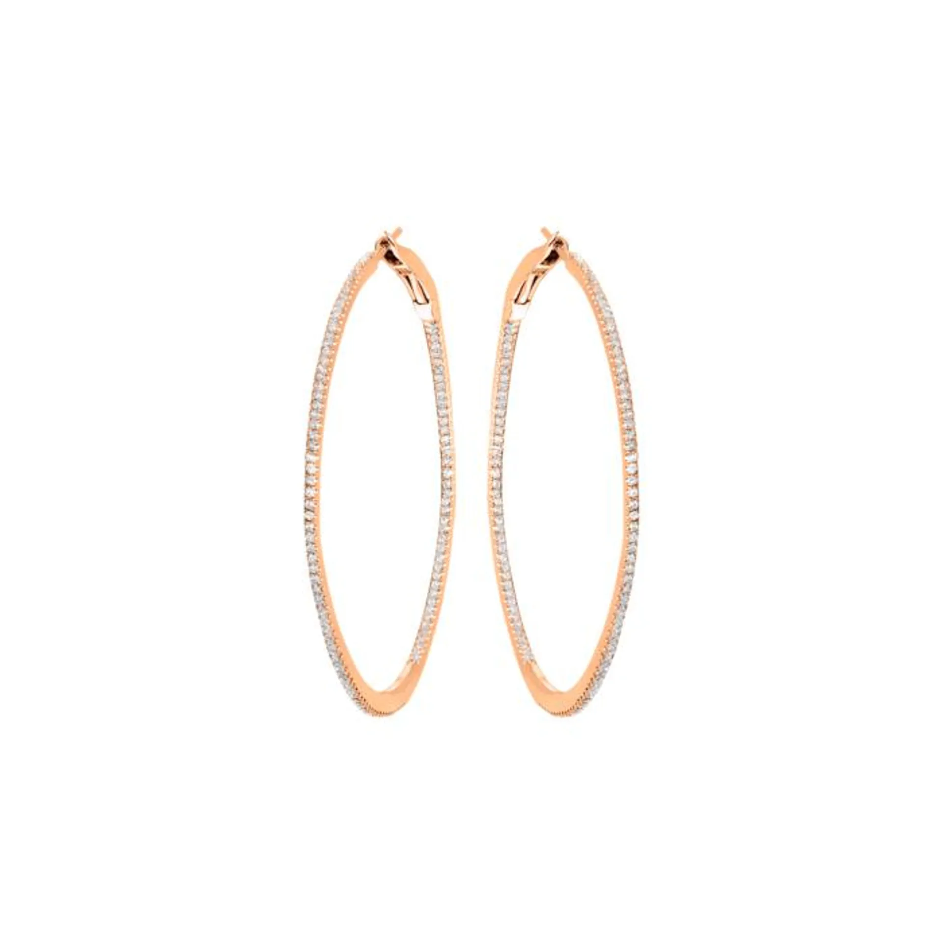 Djula Graphique Diamond 4 cm Hoop Earrings in 18K Gold