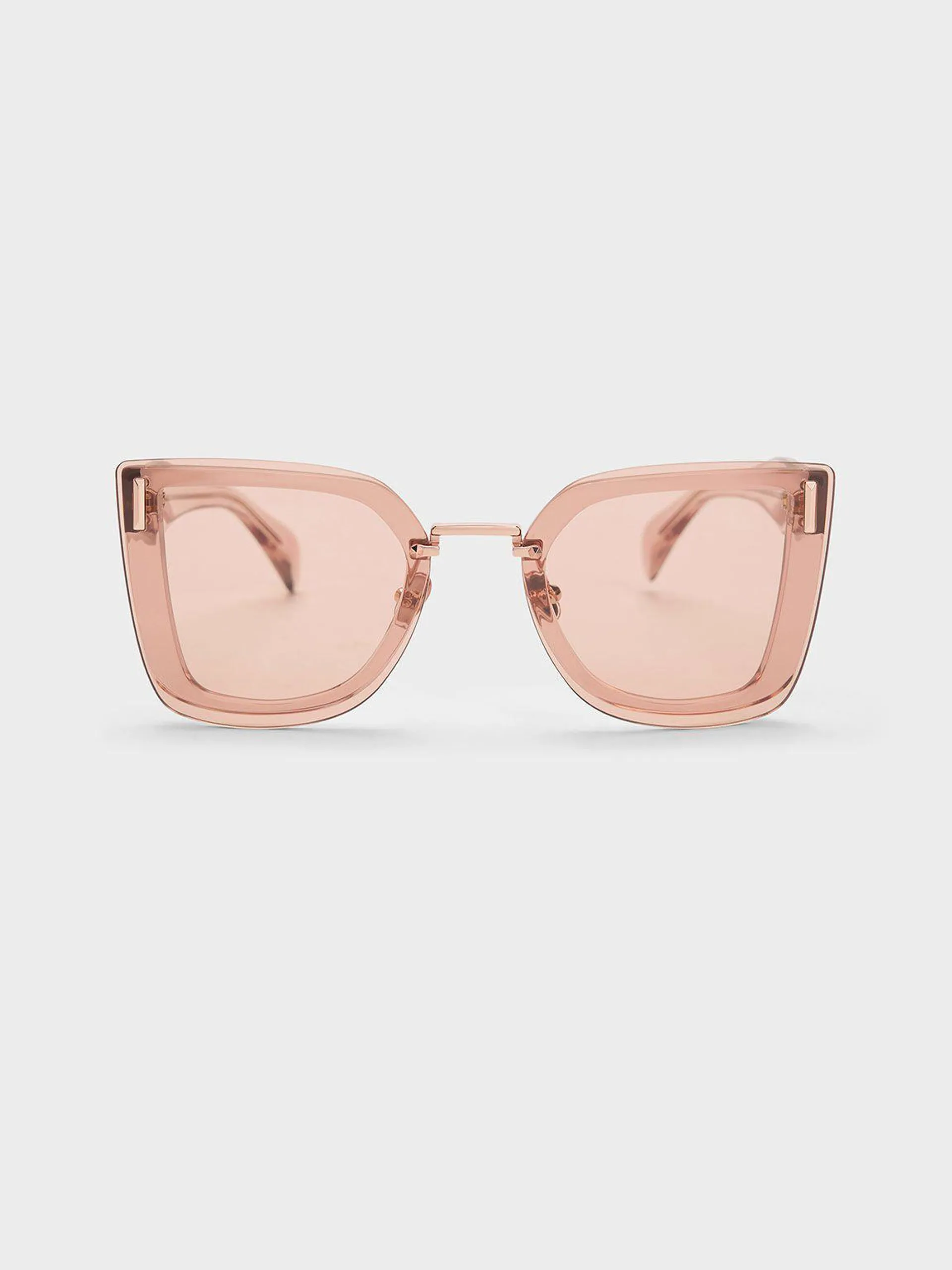 Recycled Acetate Geometric Butterfly Sunglasses - Pink