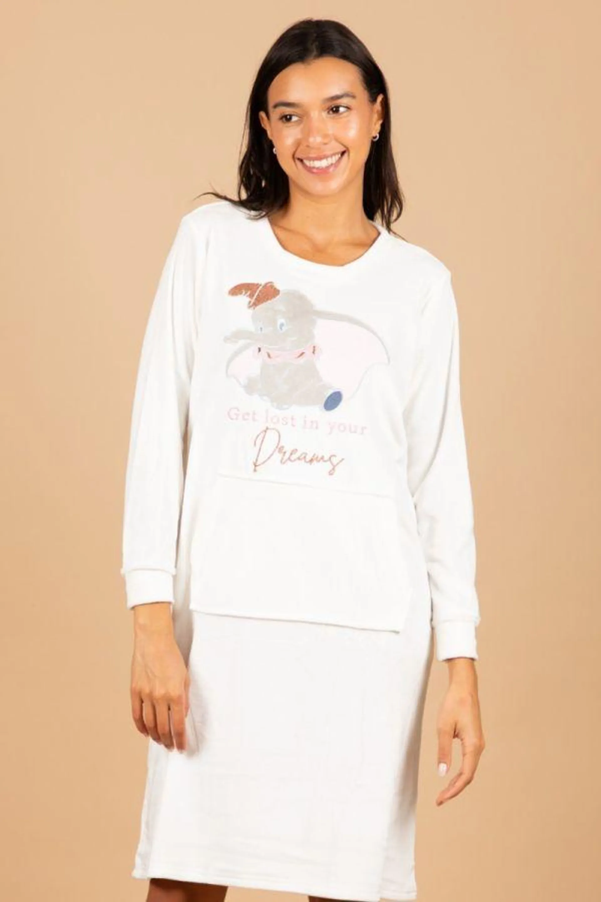 Ladies Cream Dumbo Hooded Nightdress