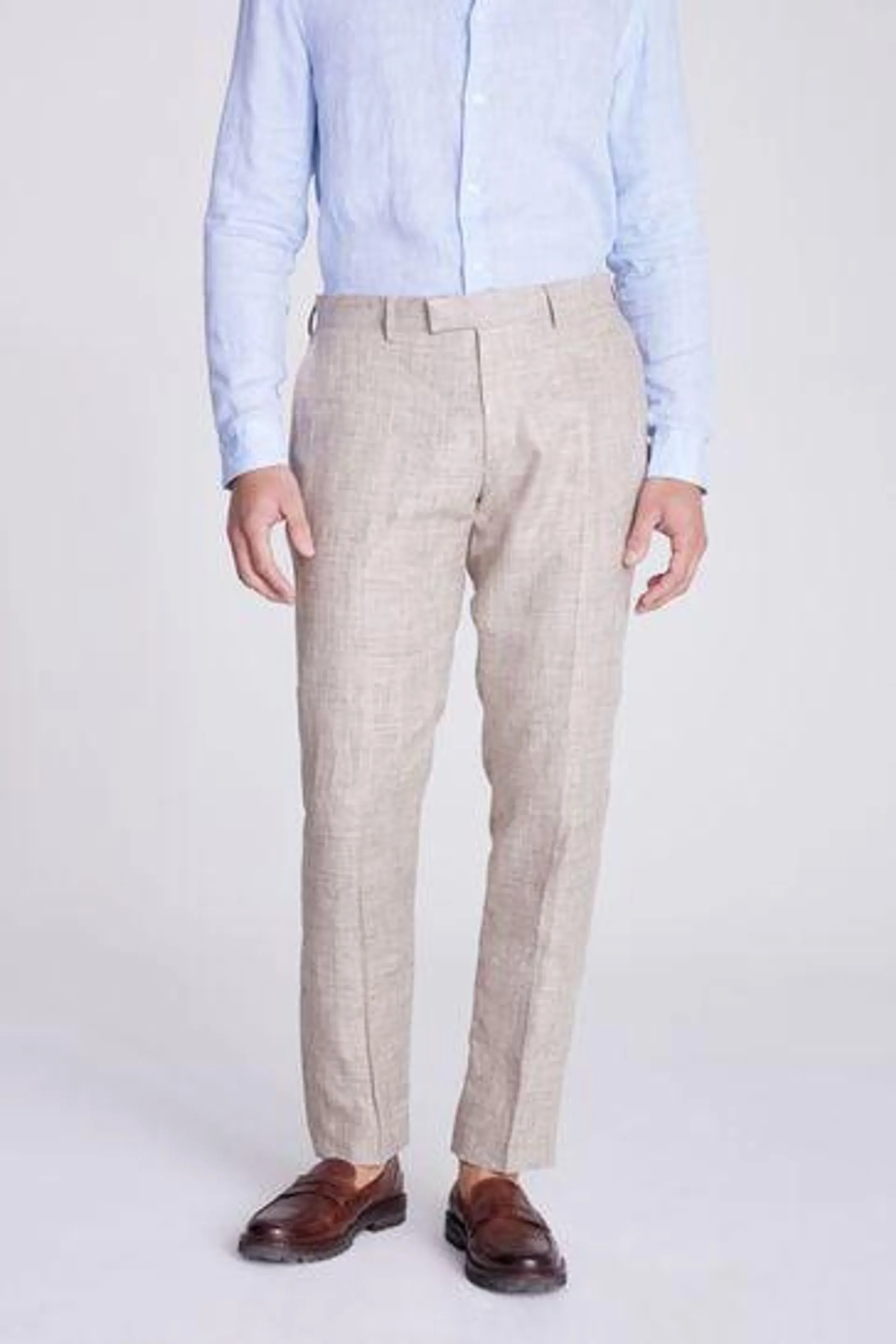 MOSS Tailored Fit Oatmeal Linen Suit: Trousers