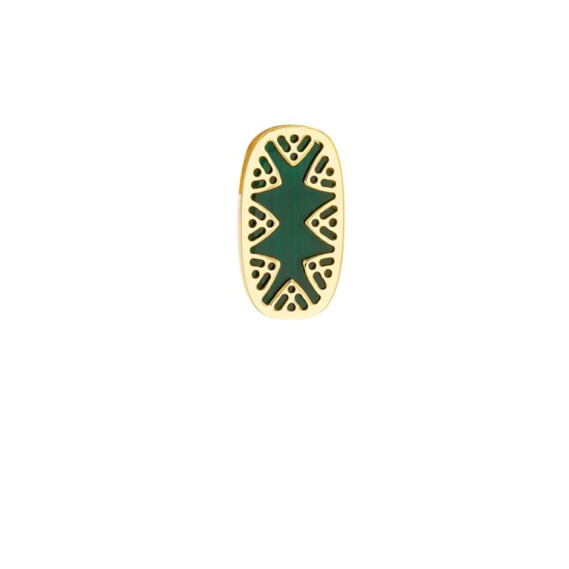 Amelia Alhambra Palace Mother Of Pearl Oval Stud Earrings in 18K Yellow Gold
