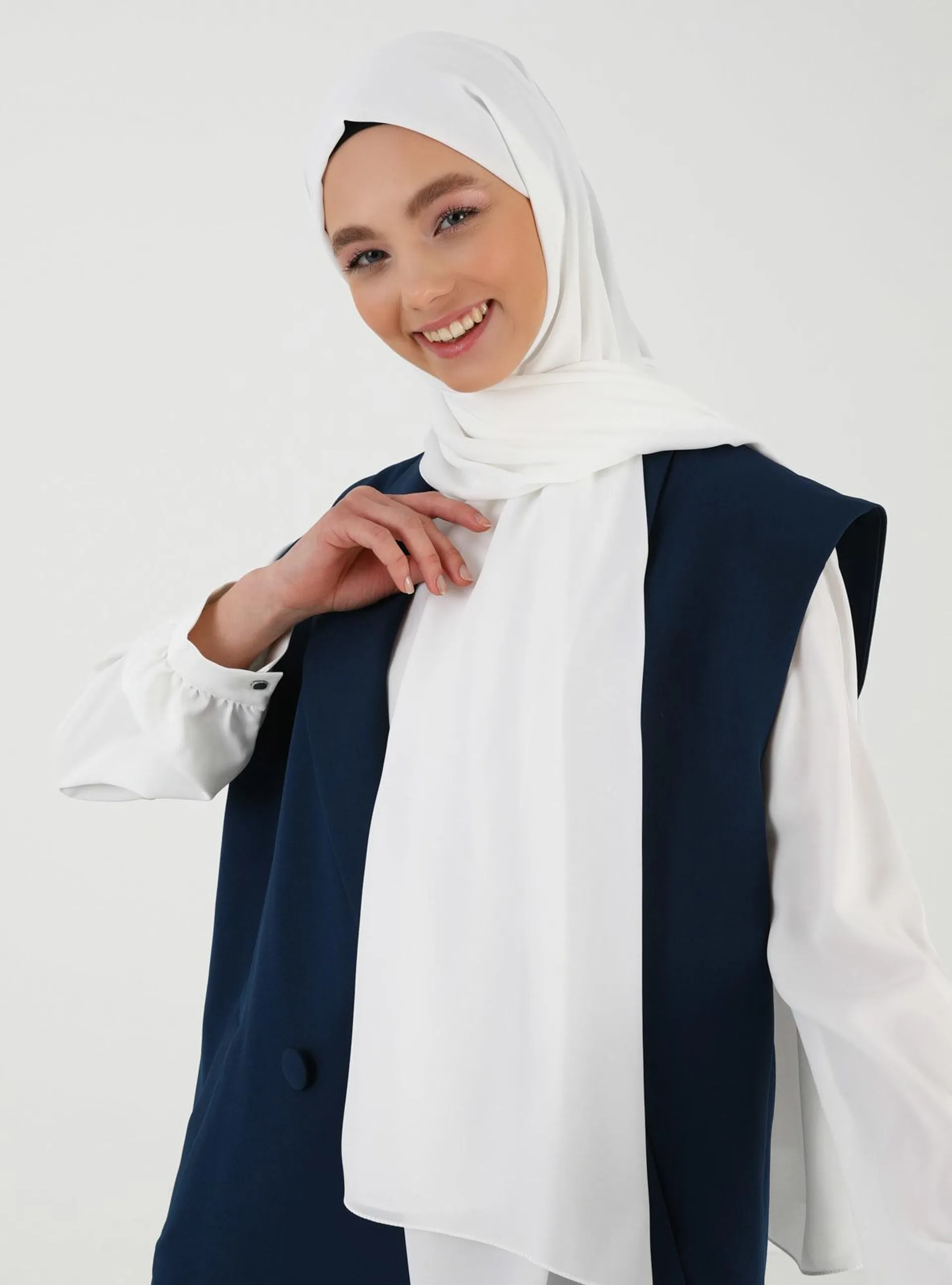 Crepe Shawl White