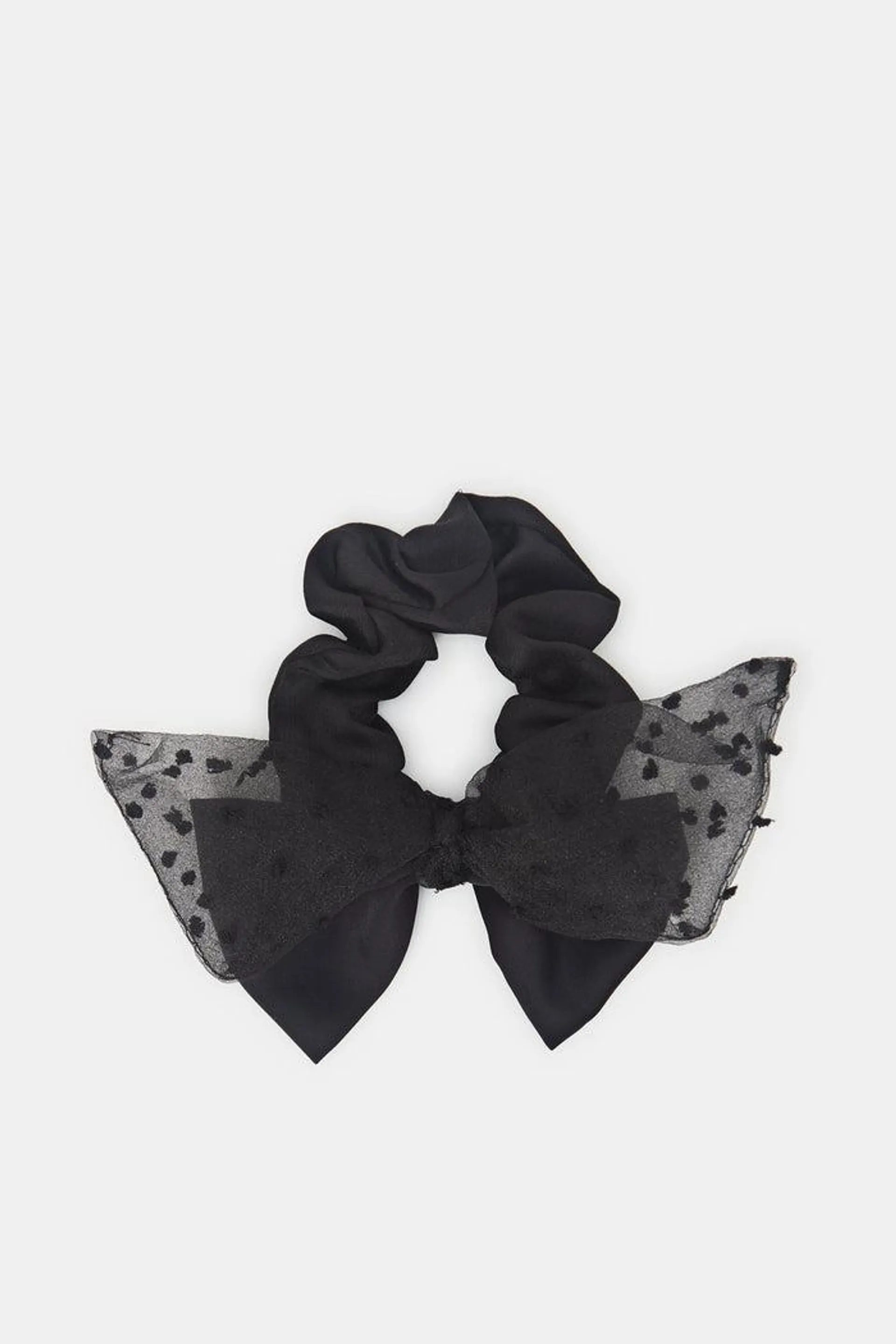 Women Black Embellished Hair Scrunchy