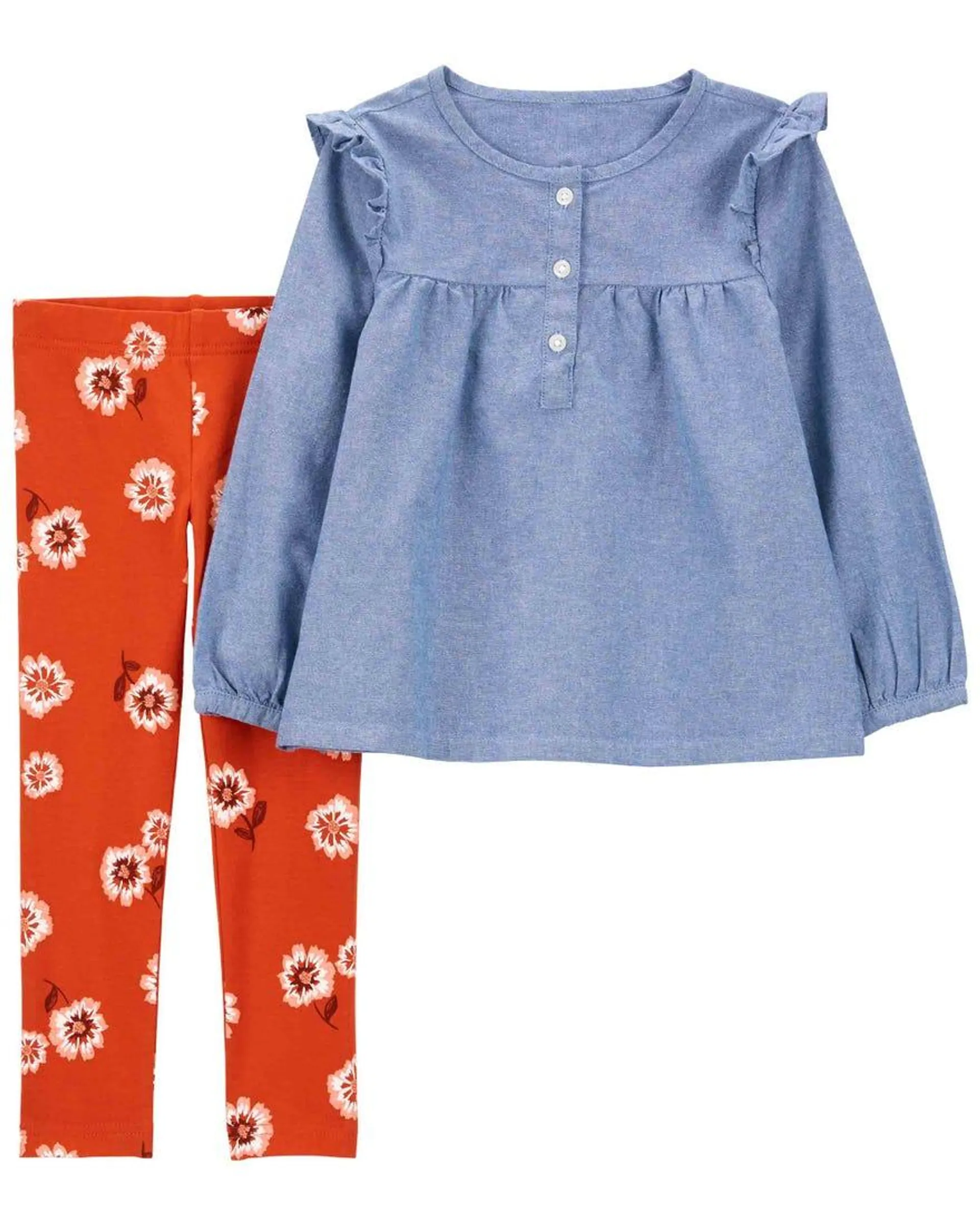 2-Piece Chambray Top & Legging Set