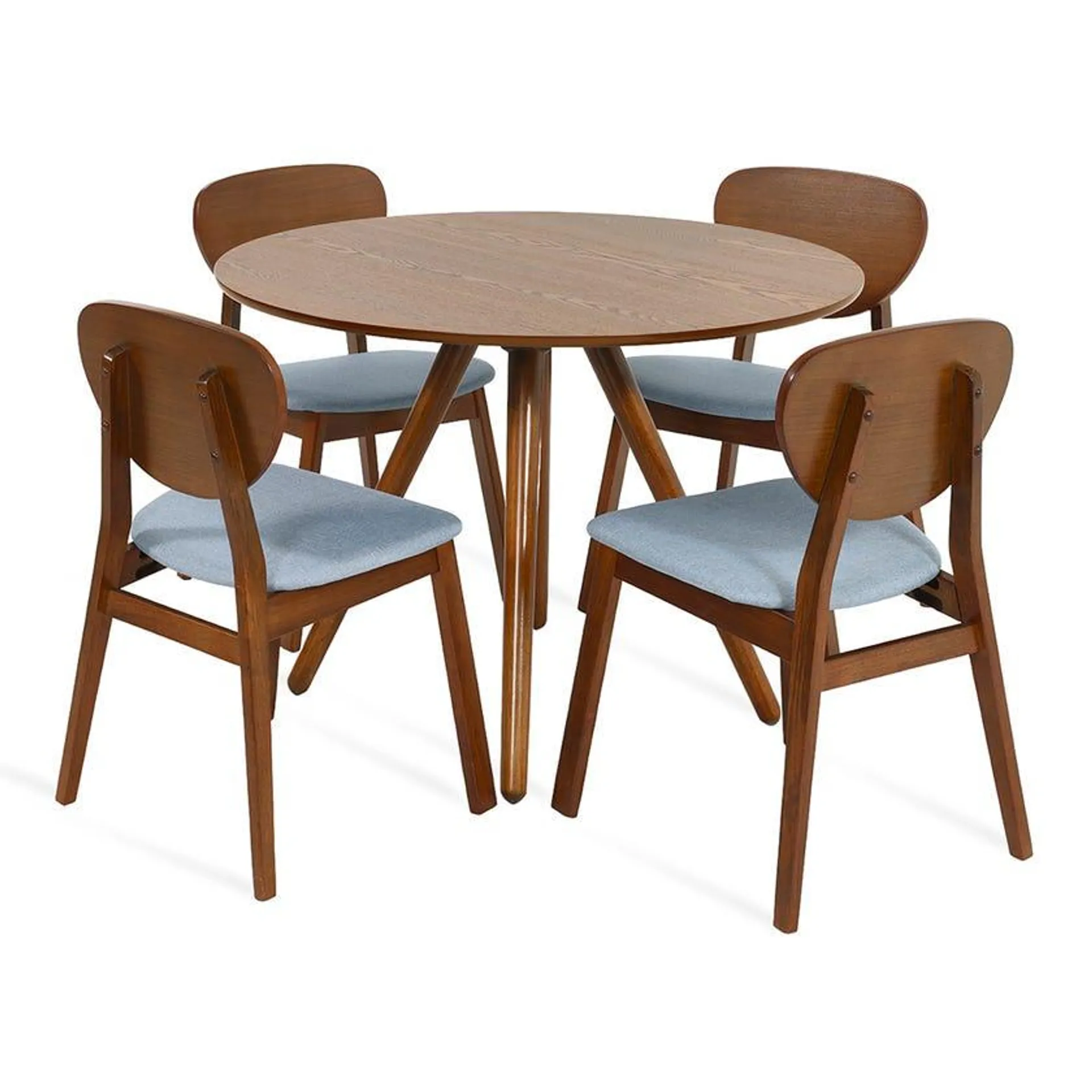 Kairi 1+4 Dining Set, Sky & Walnut - 106 cm