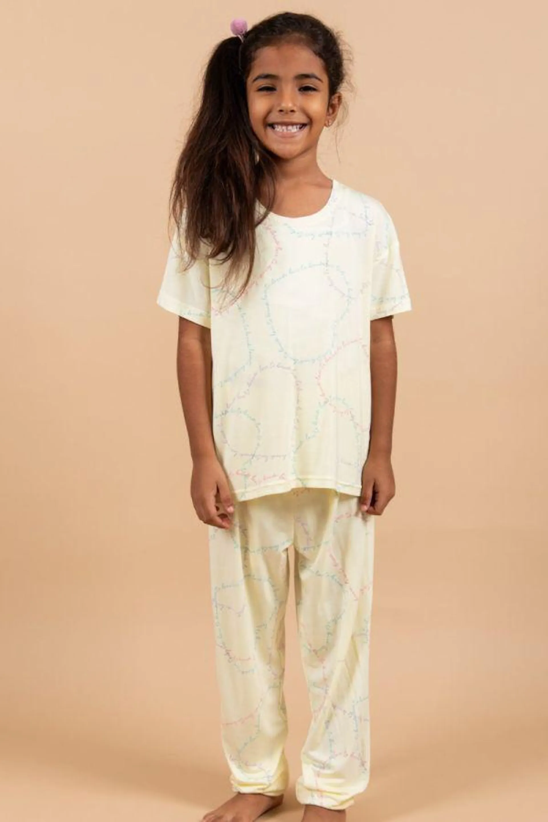 Girls Lemon Heart Writing PJ