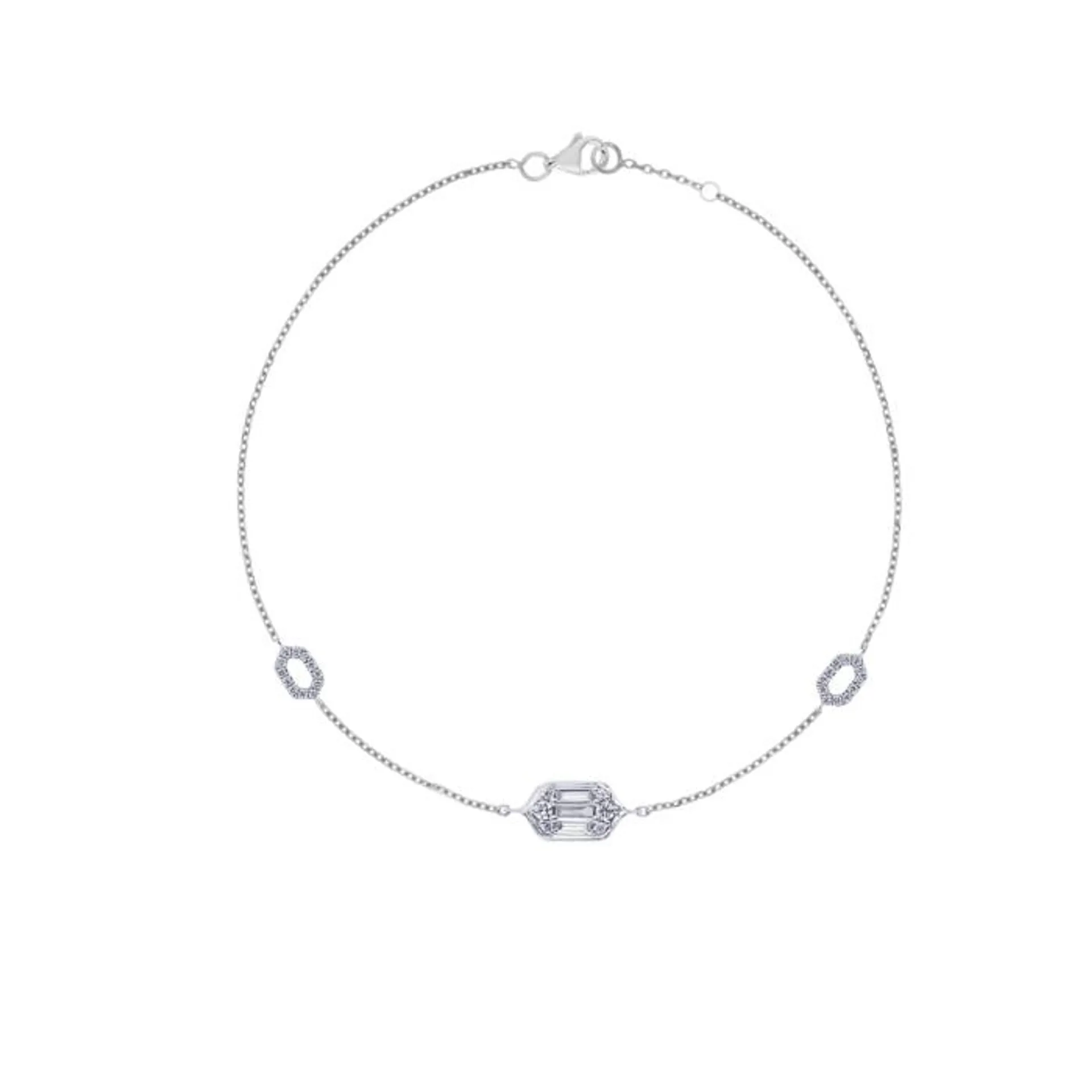 Palace Baguette Single Motif Diamond Bracelet 18K White Gold