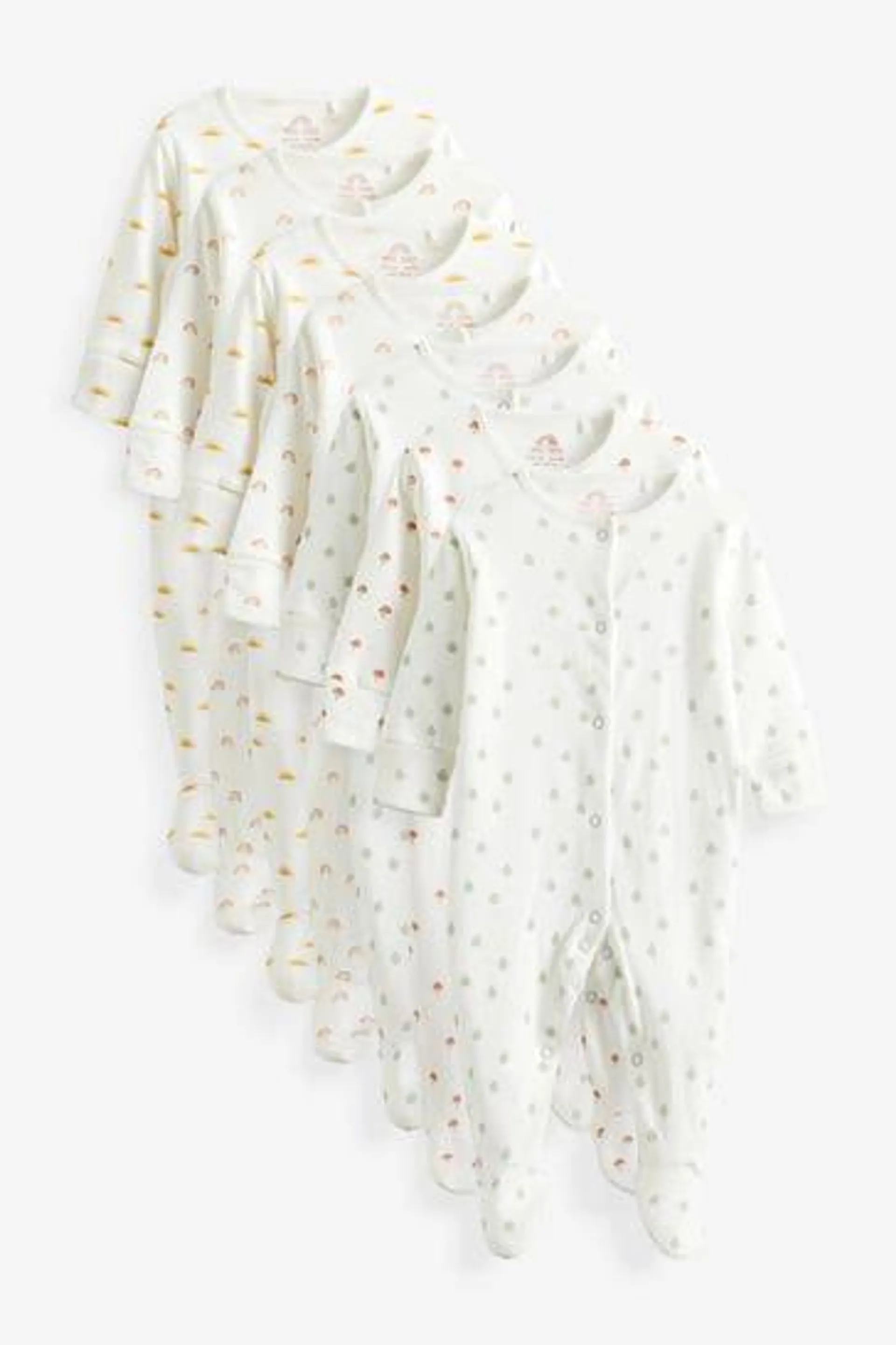 7 Pack Baby Printed Long Sleeve Sleepsuits (0-2yrs)