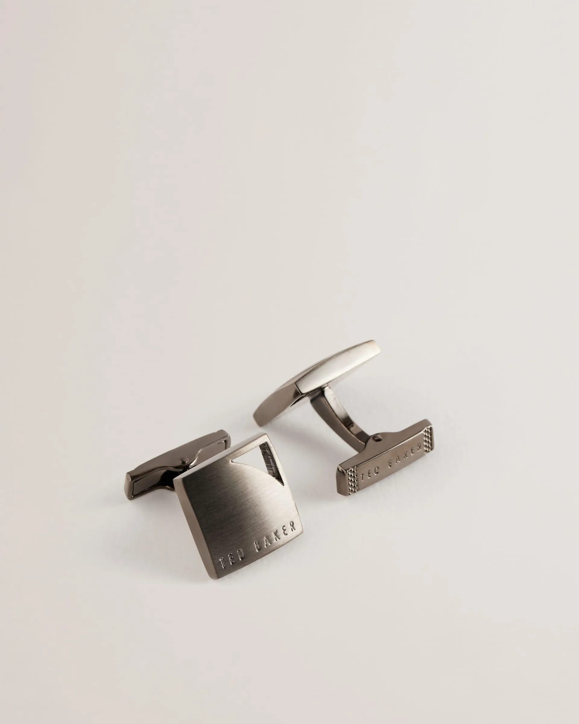 Curvin Branded Cut Out Detail Cufflinks Gunmetal