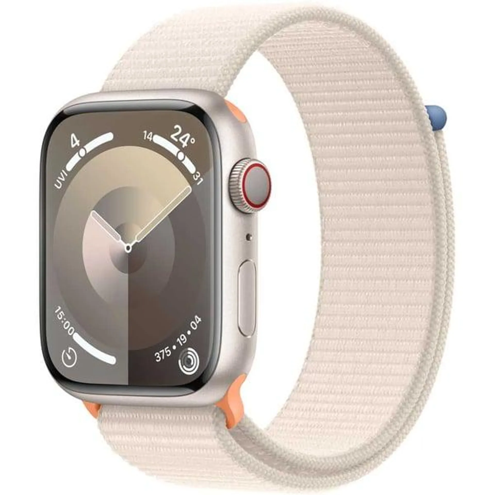 Apple Watch Series 9 GPS + Cellular 45mm Starlight Aluminum Case with Starlight Sport Loop – Middle East Version