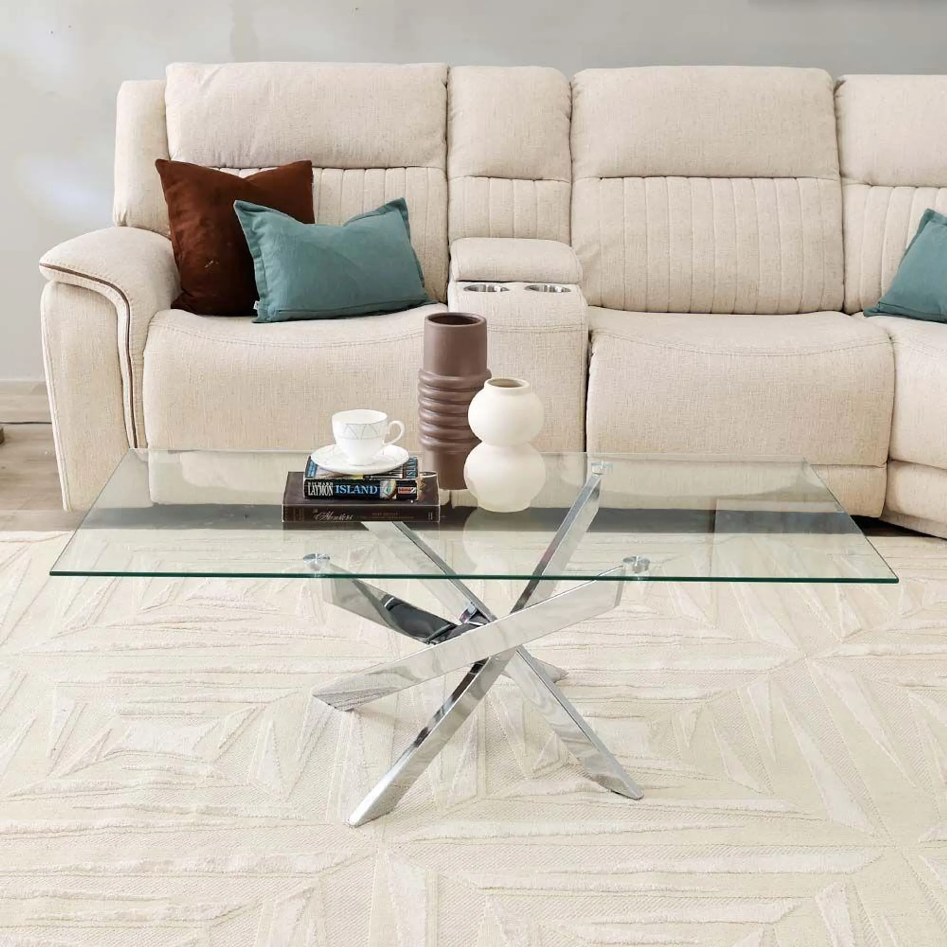 Leonardo Coffee Table-Glass / Chrome