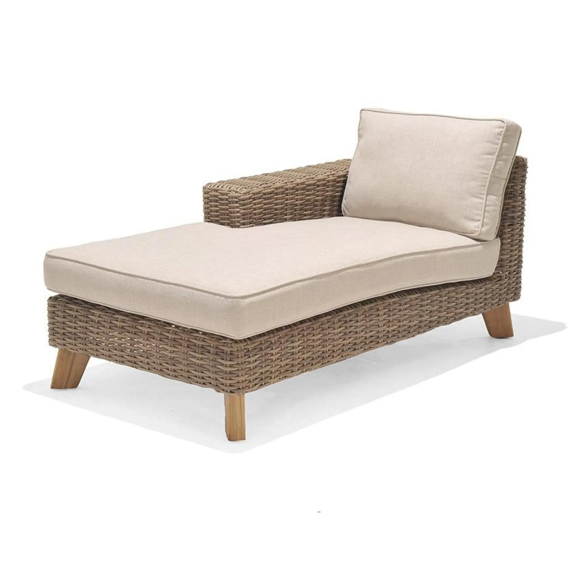 Bahamas Right-Arm Outdoor Chaise Lounge, Beige & Brown