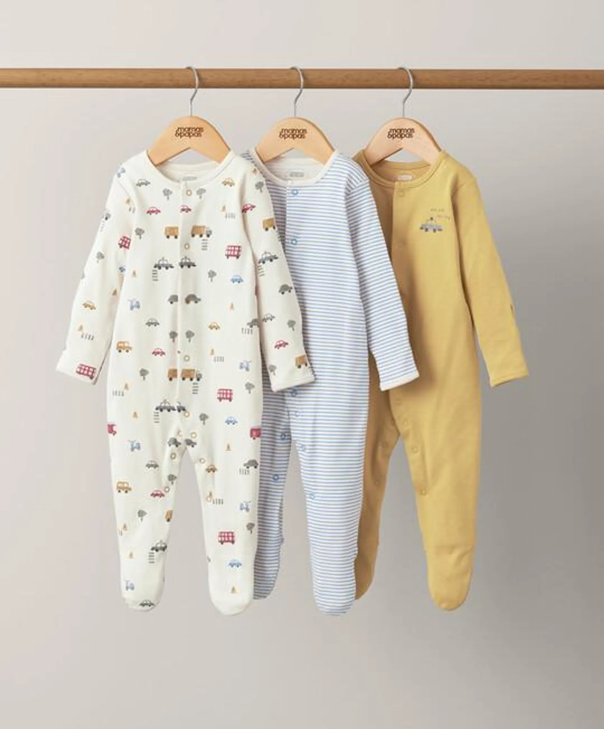 3 pack Brum Brum Sleepsuits