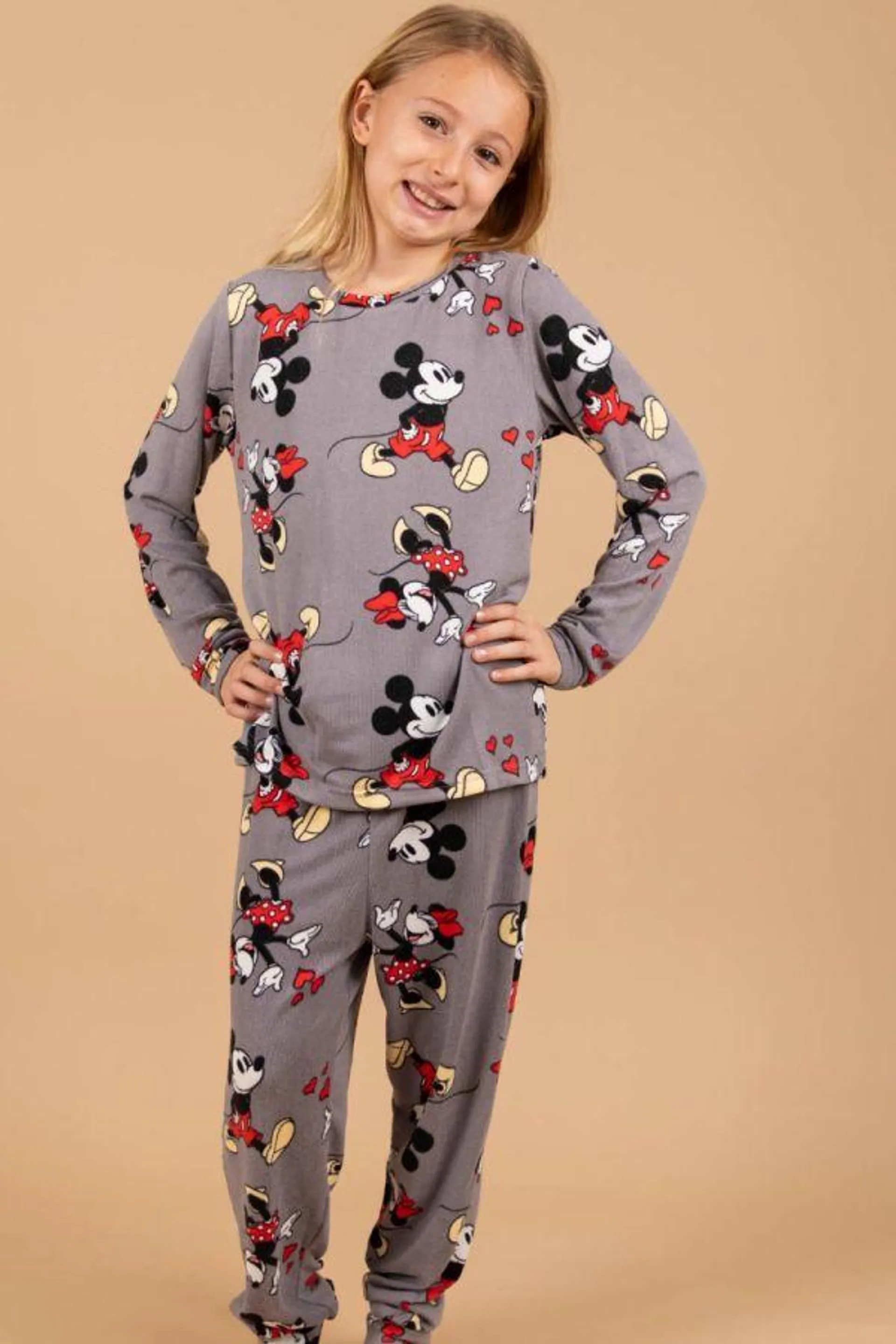 Girls Grey Mickey Minnie PJ