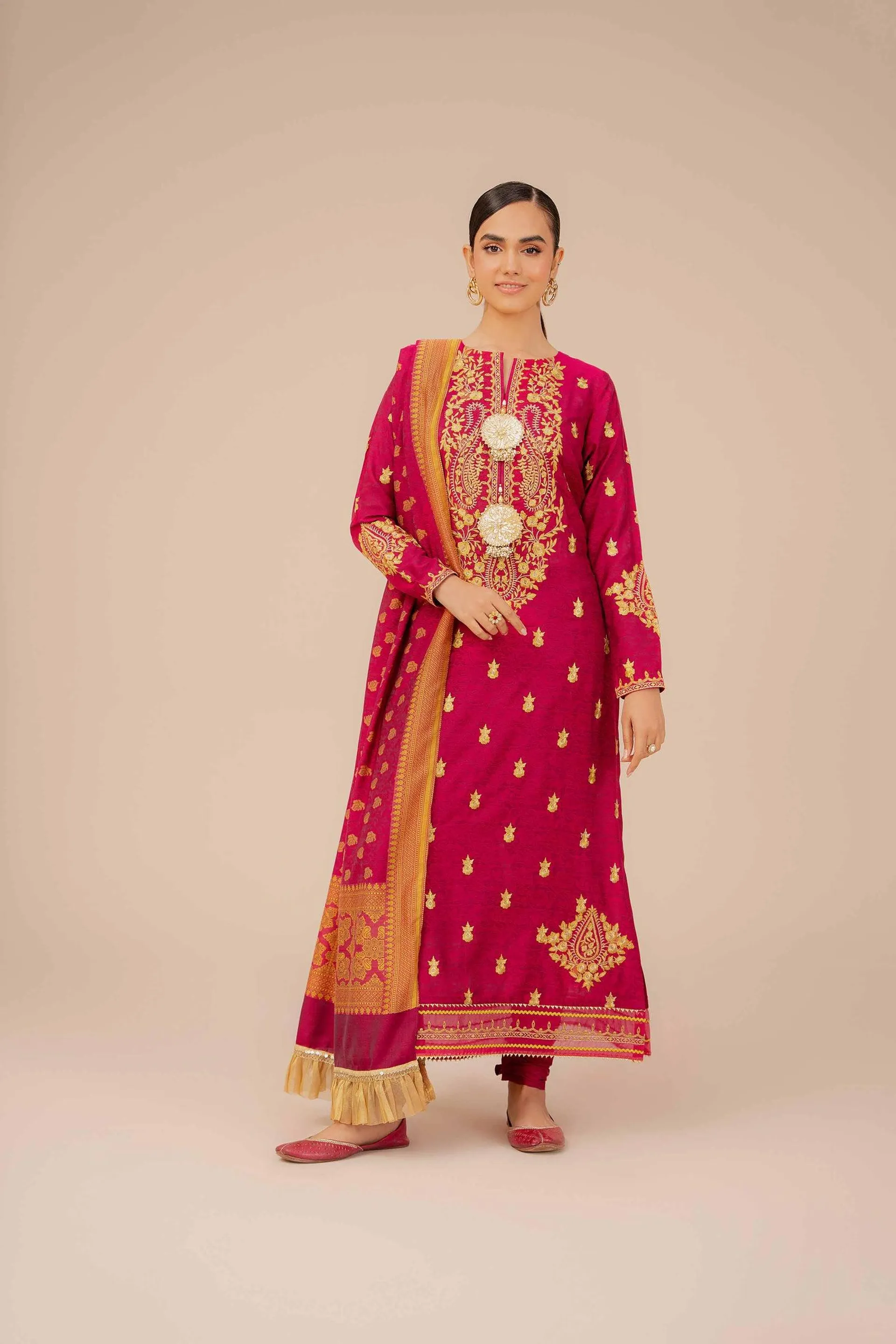 3 Piece - Yarn Dyed Embroidered Suit - 42401974