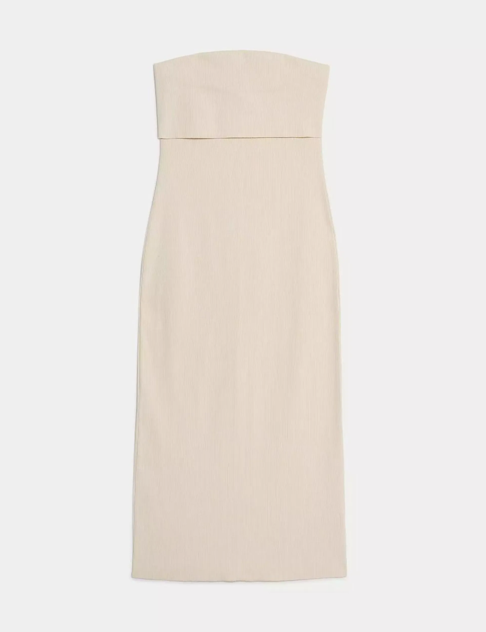 Cotton Rich Ribbed Bandeau Midi Dress