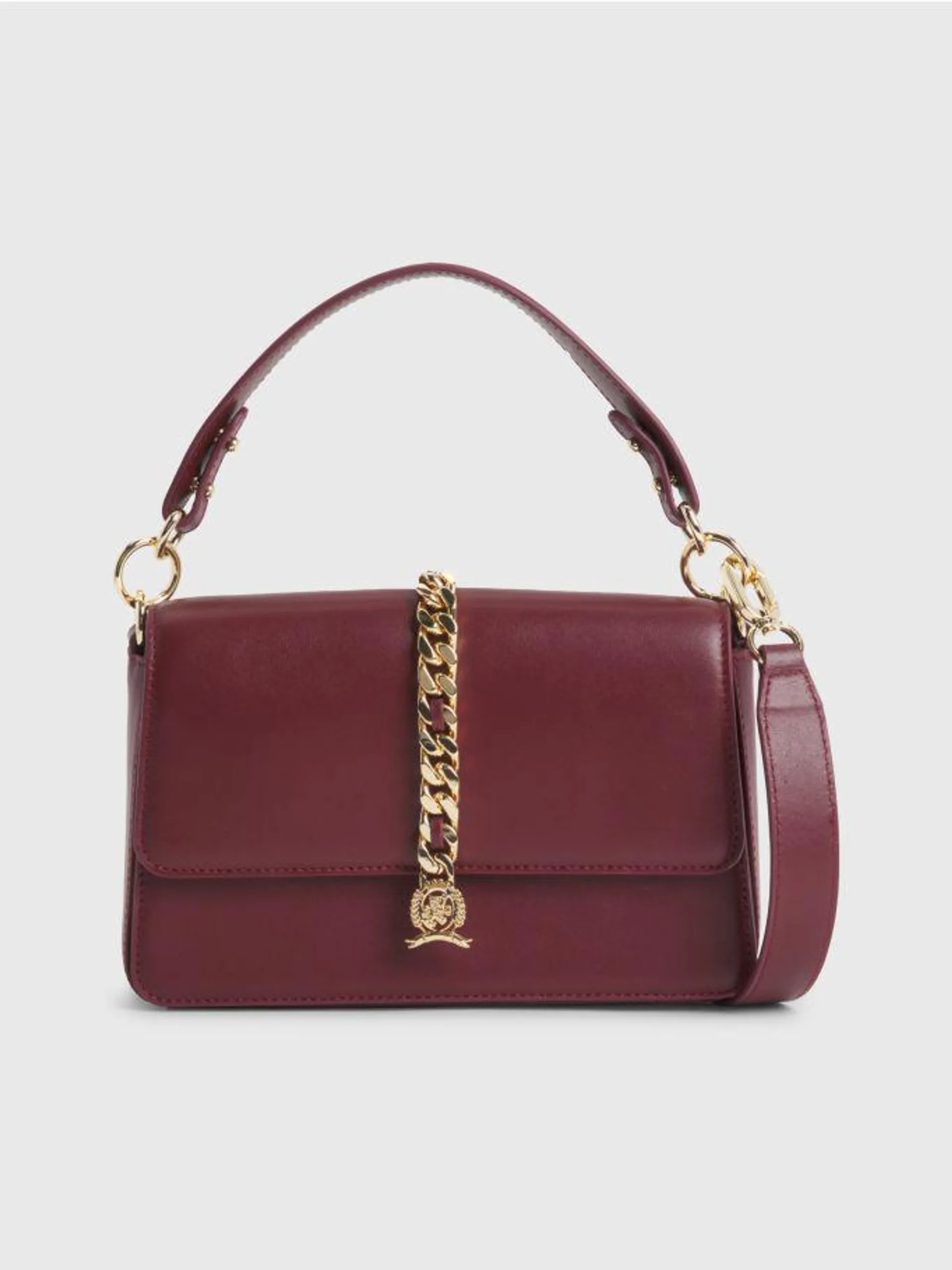 Luxe Leather Crest Crossover Bag