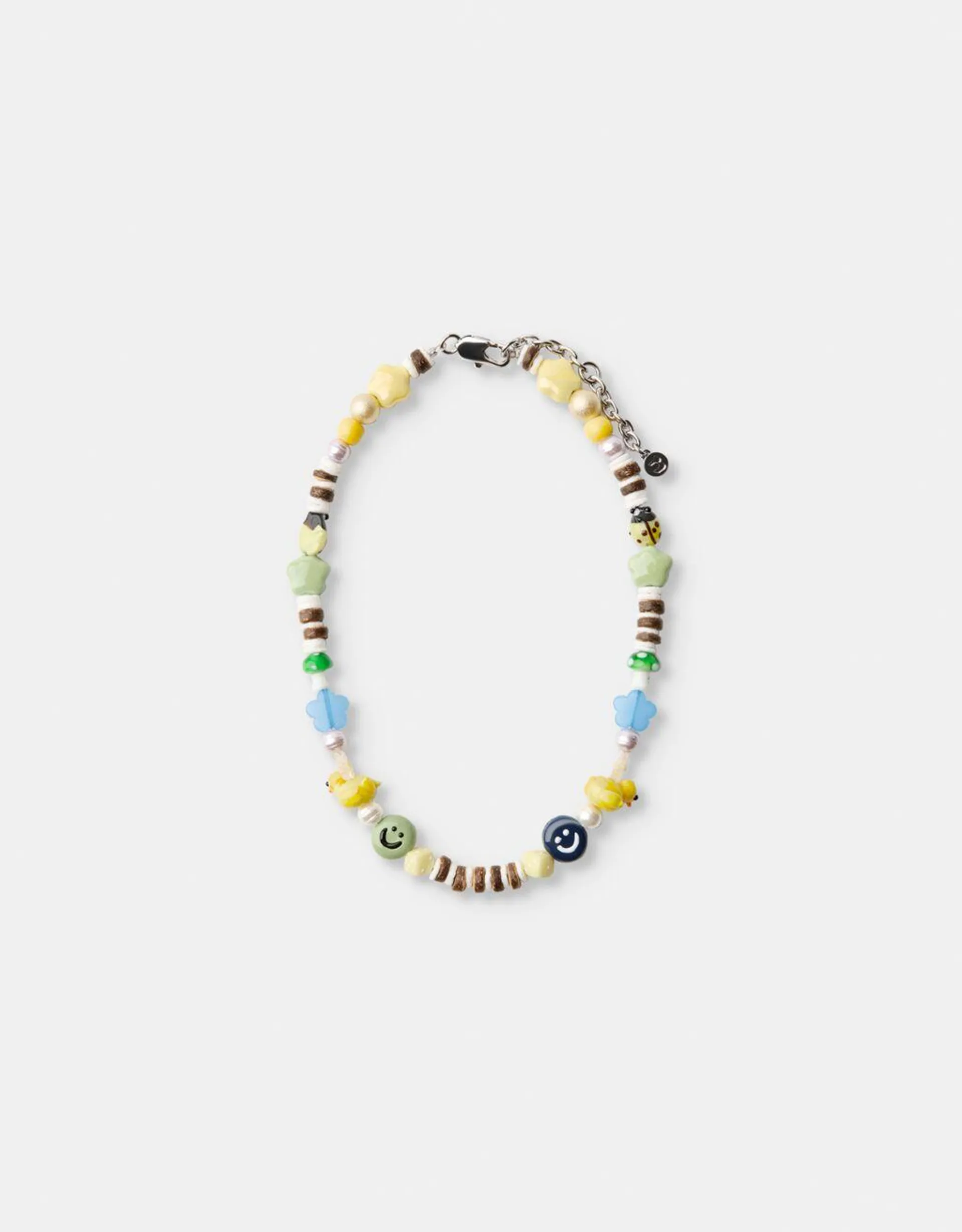 Multicoloured ceramic bead necklace