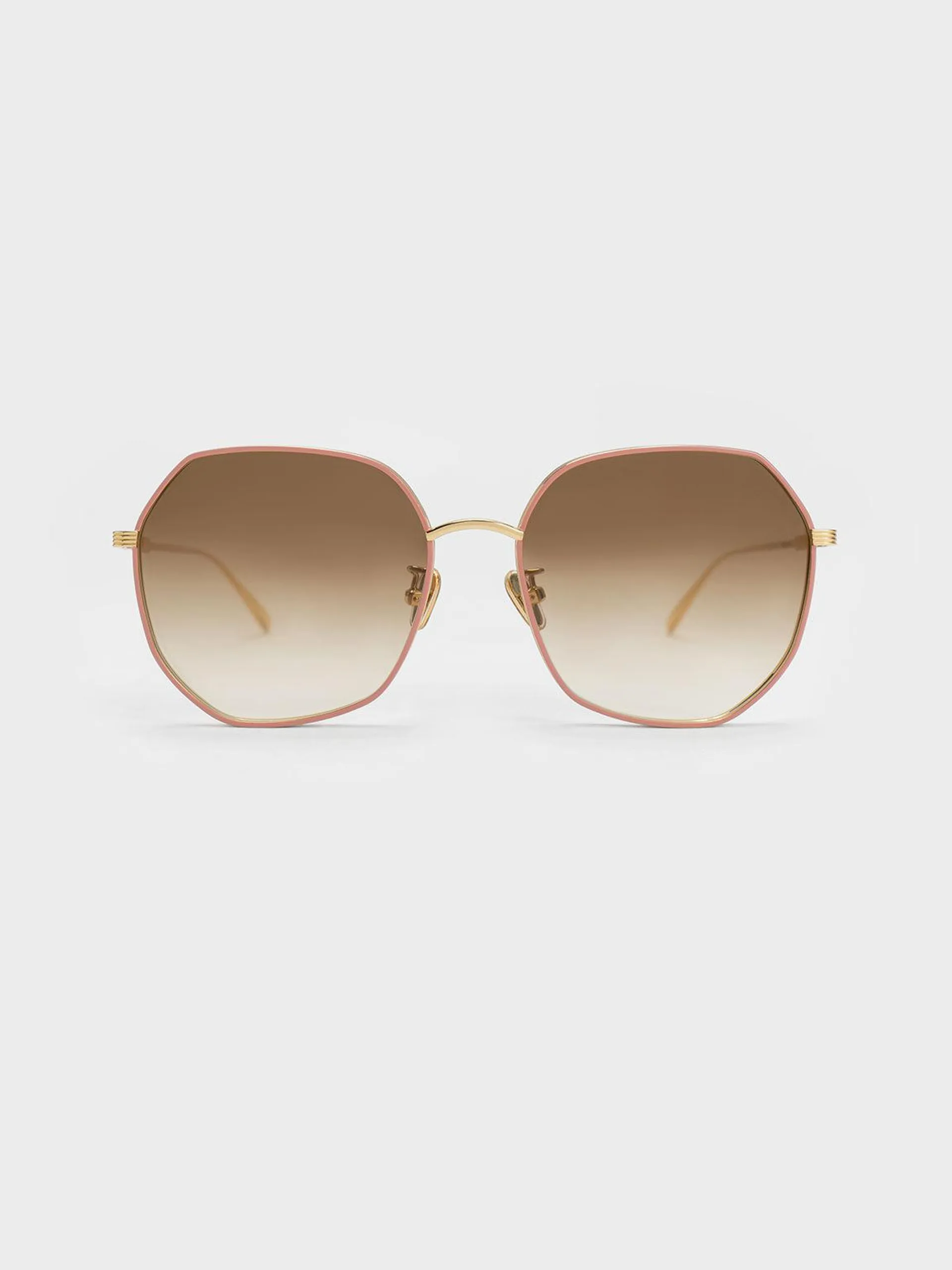 Tinted Geometric Sunglasses - Pink
