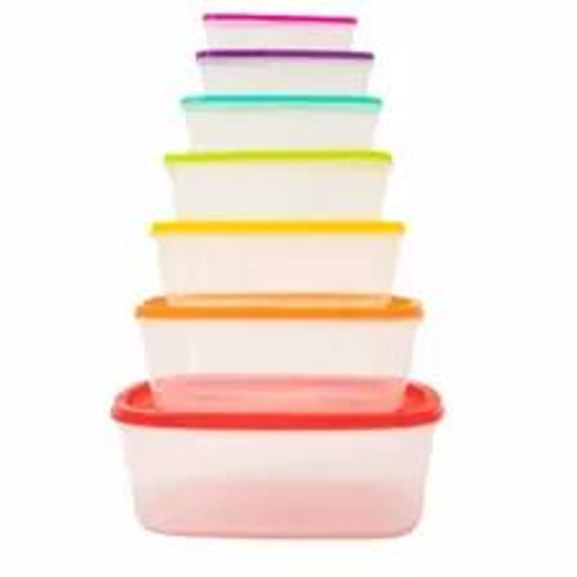 Plastic Food Storage Container with Lid Set of 7pcs, Rectangle Storage Box, Best Kitchen Organiser- 7 pcs storage box_Rectangle