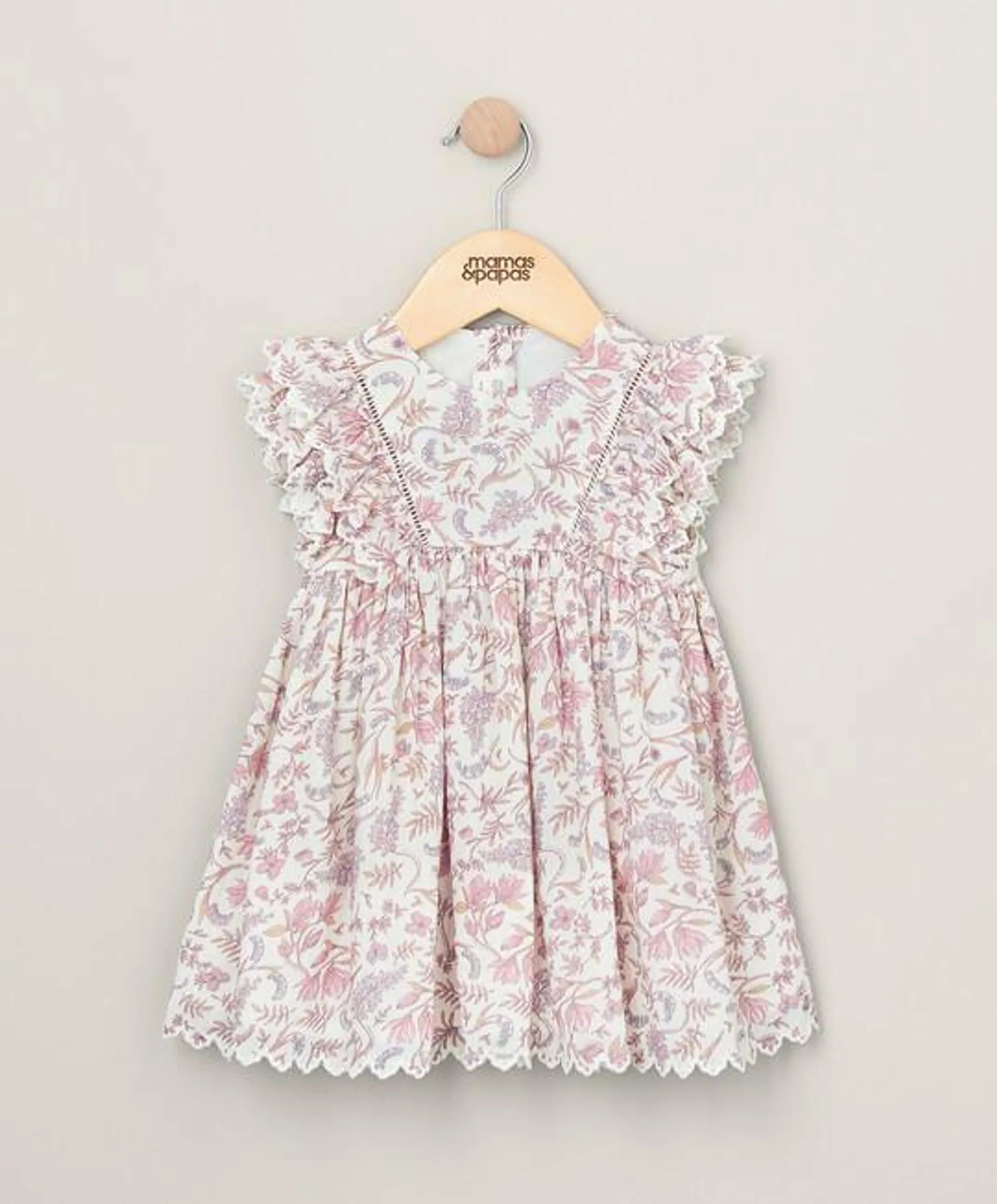 Frill Floral Print Dress - Pink & Purple