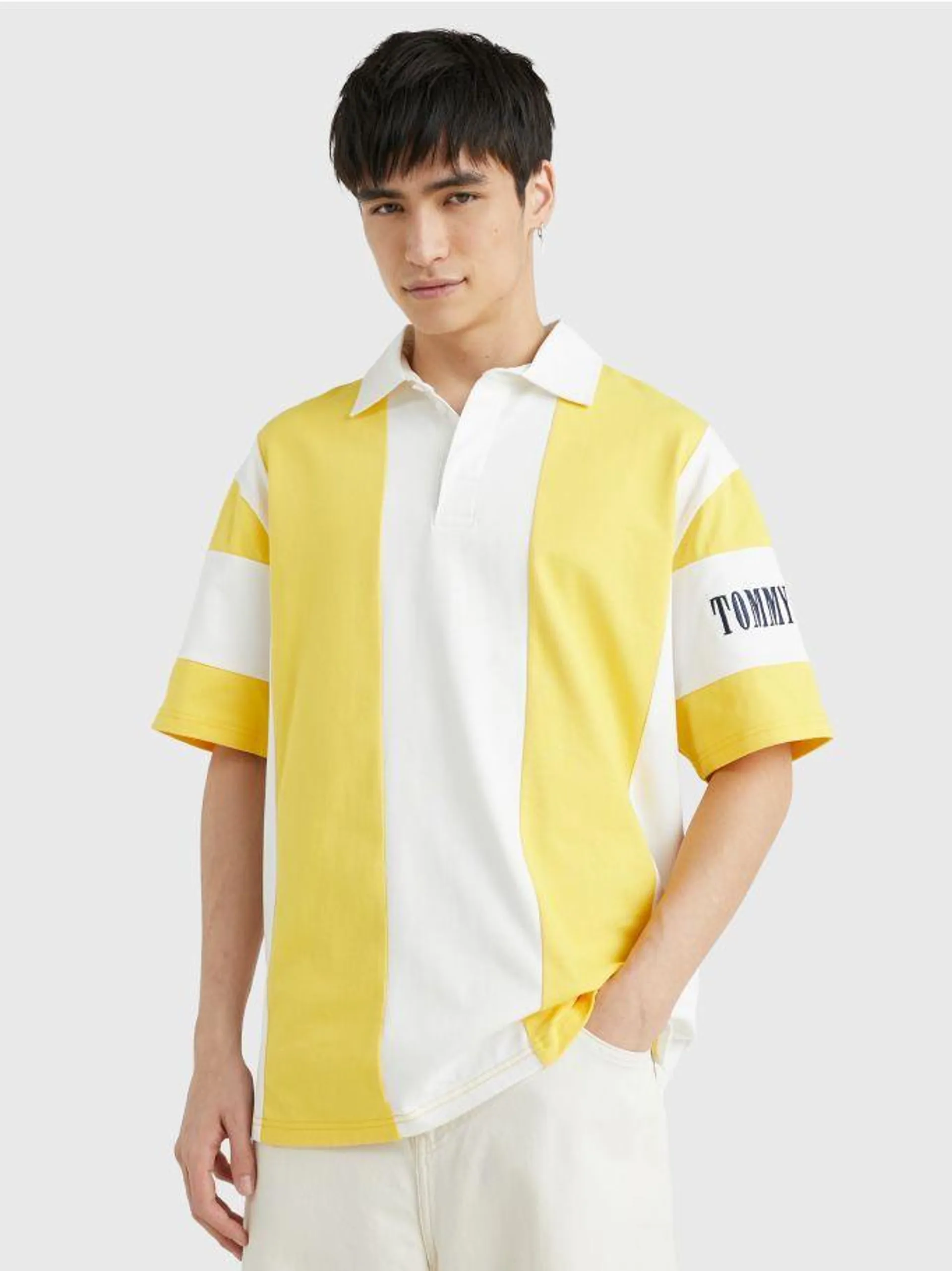 Stripe Oversized Fit Jersey Polo
