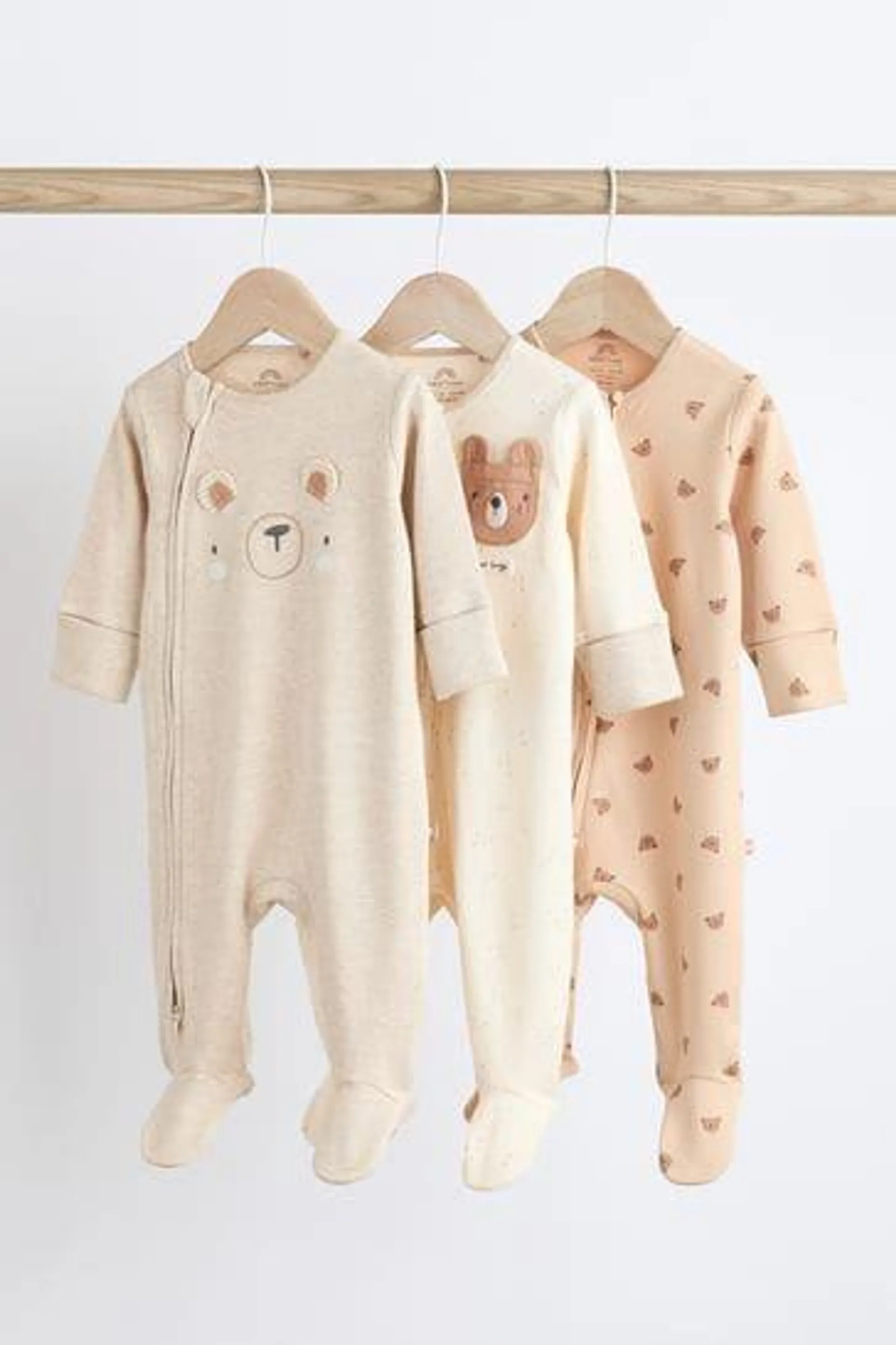 Baby Cotton Sleepsuits 3 Pack (0-2yrs)