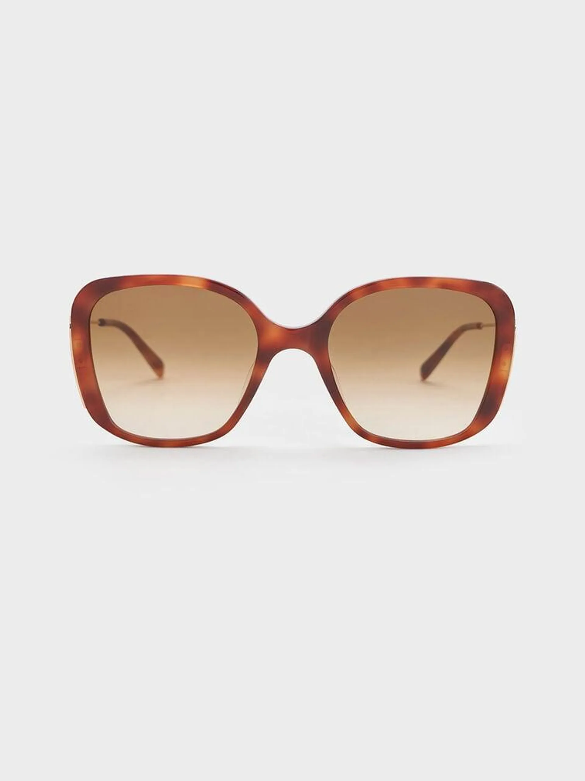 Recycled Acetate Tortoiseshell-Frame Butterfly Sunglasses