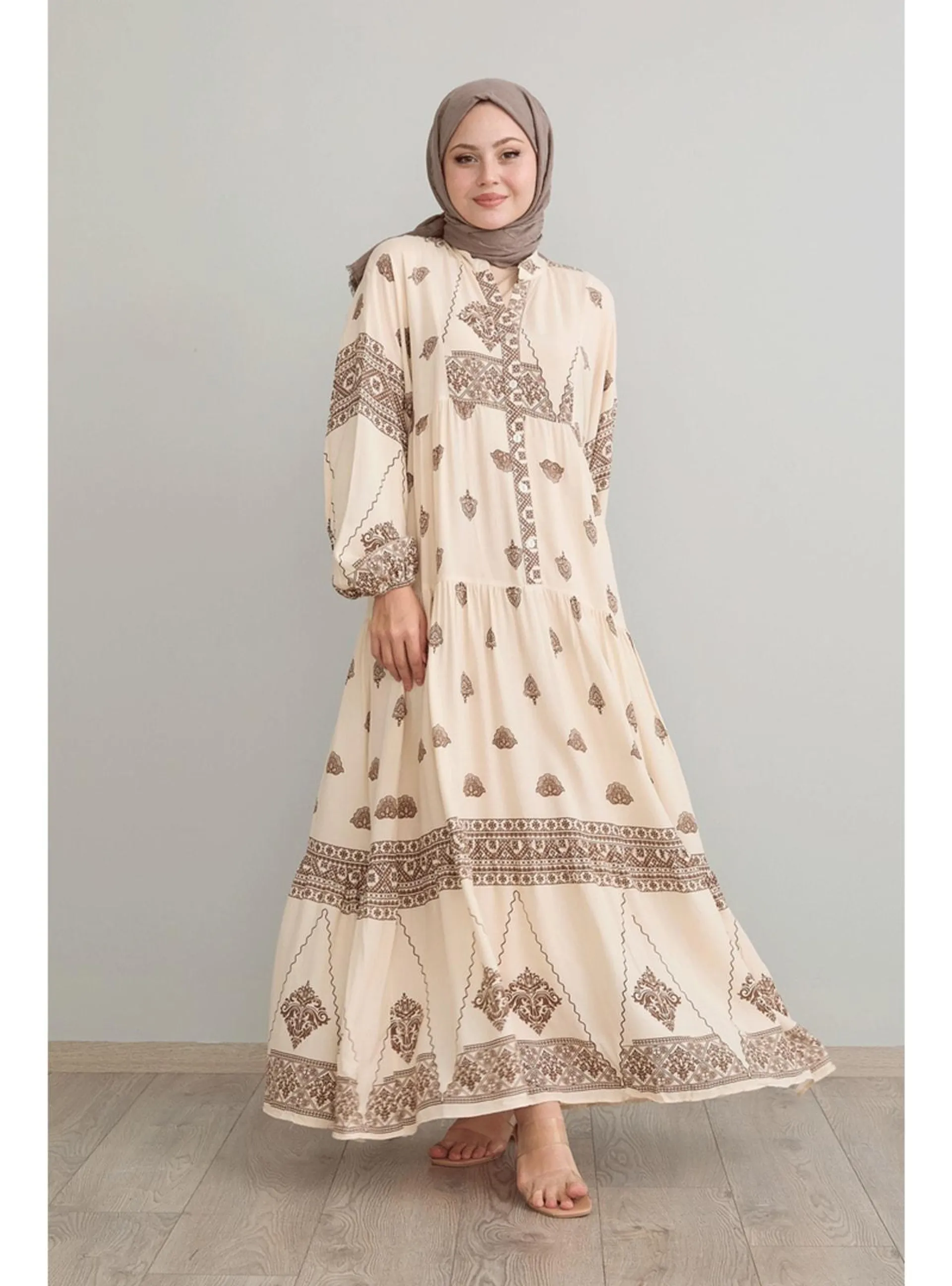 Beige - Modest Dress