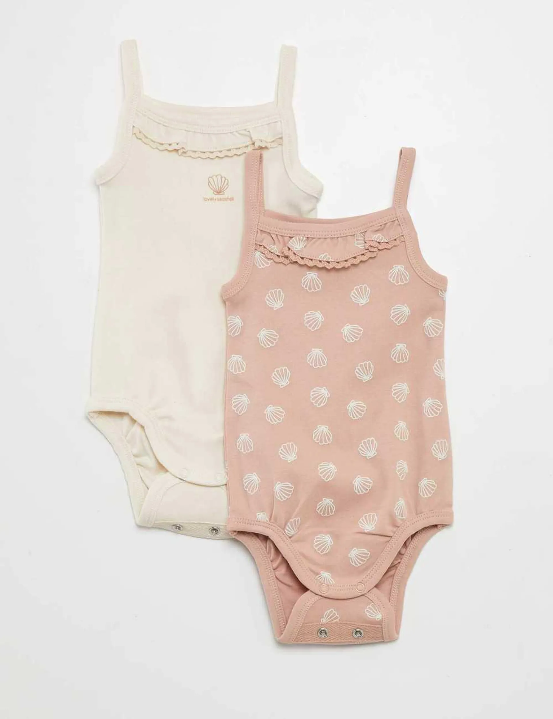 Pack of 2 bodysuits with narrow straps